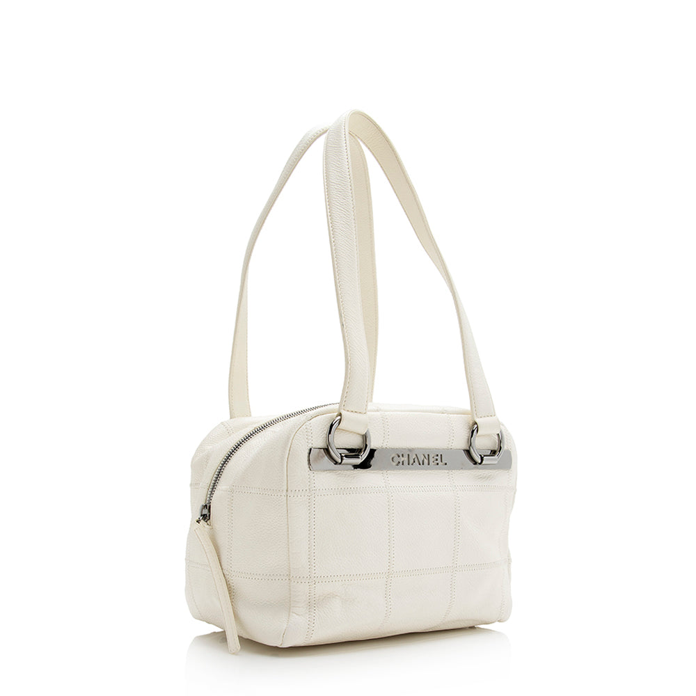 Chanel Lambskin LAX Bowling Satchel SHF Small Leather Satchel Bag
