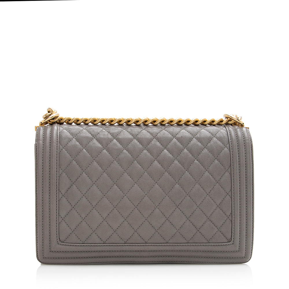 Chanel Caviar New Boy SHF Leather Handbag
