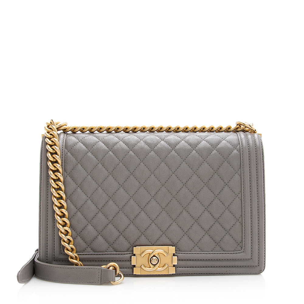 Chanel Caviar New Boy SHF Leather Handbag