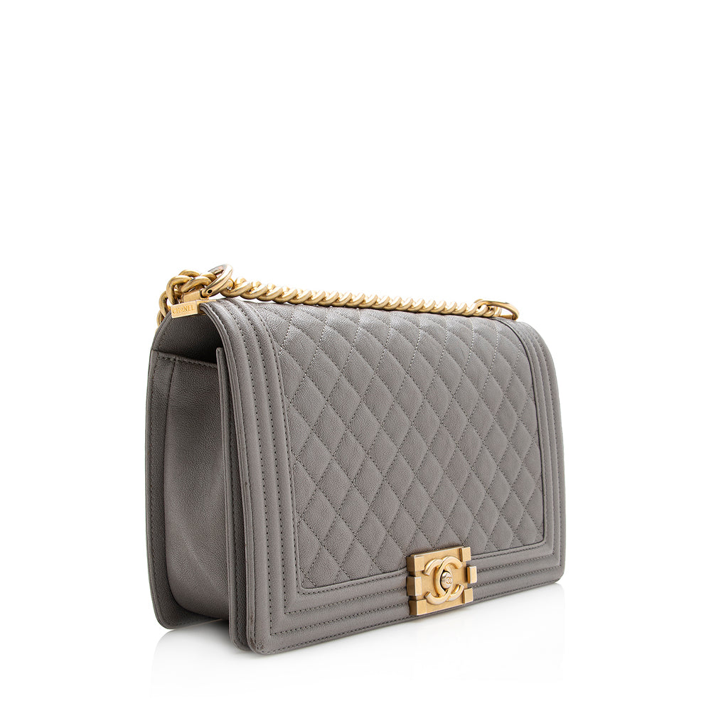 Chanel Caviar New Boy SHF Leather Handbag