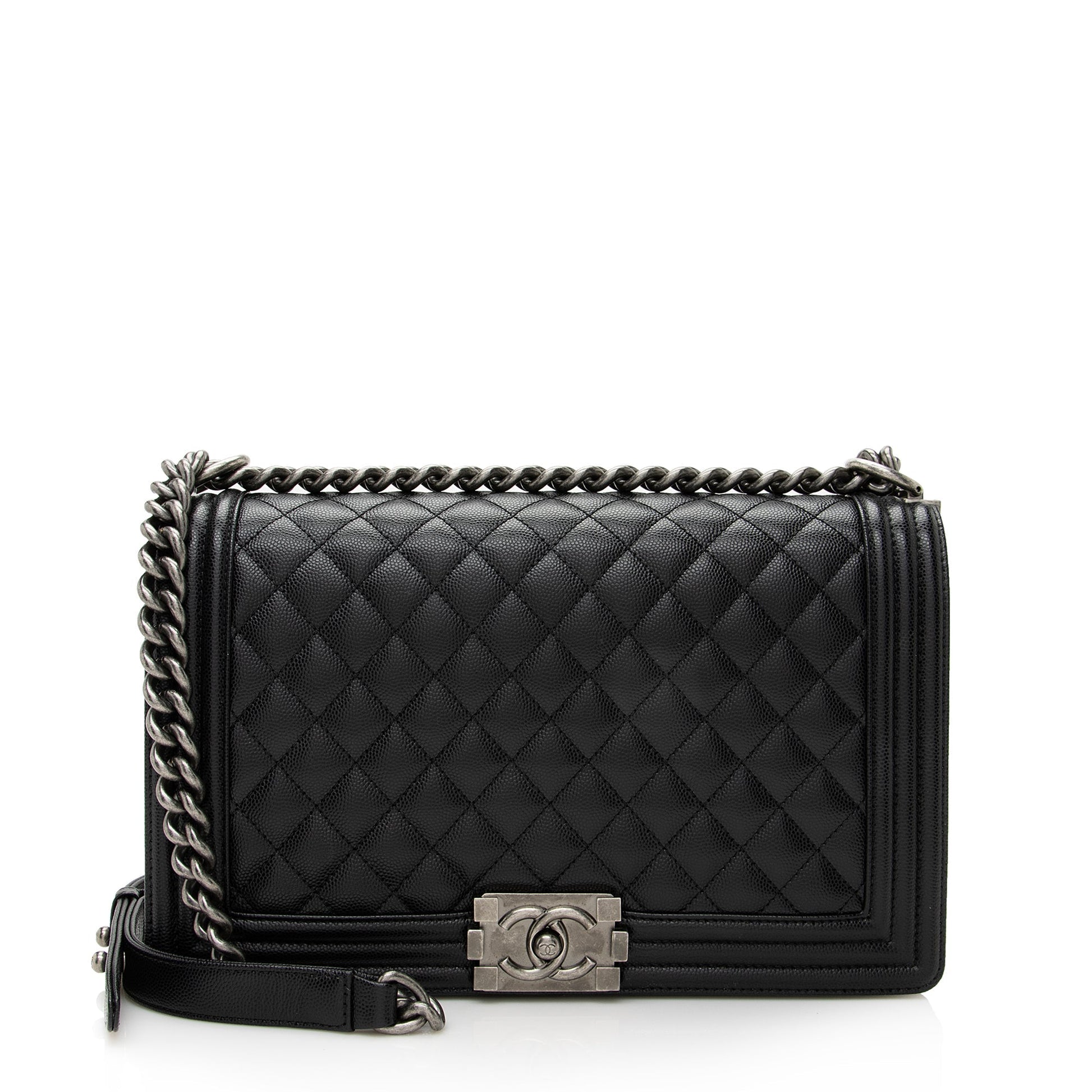 Chanel Caviar New Boy SHF Leather Handbag Bag Shf
