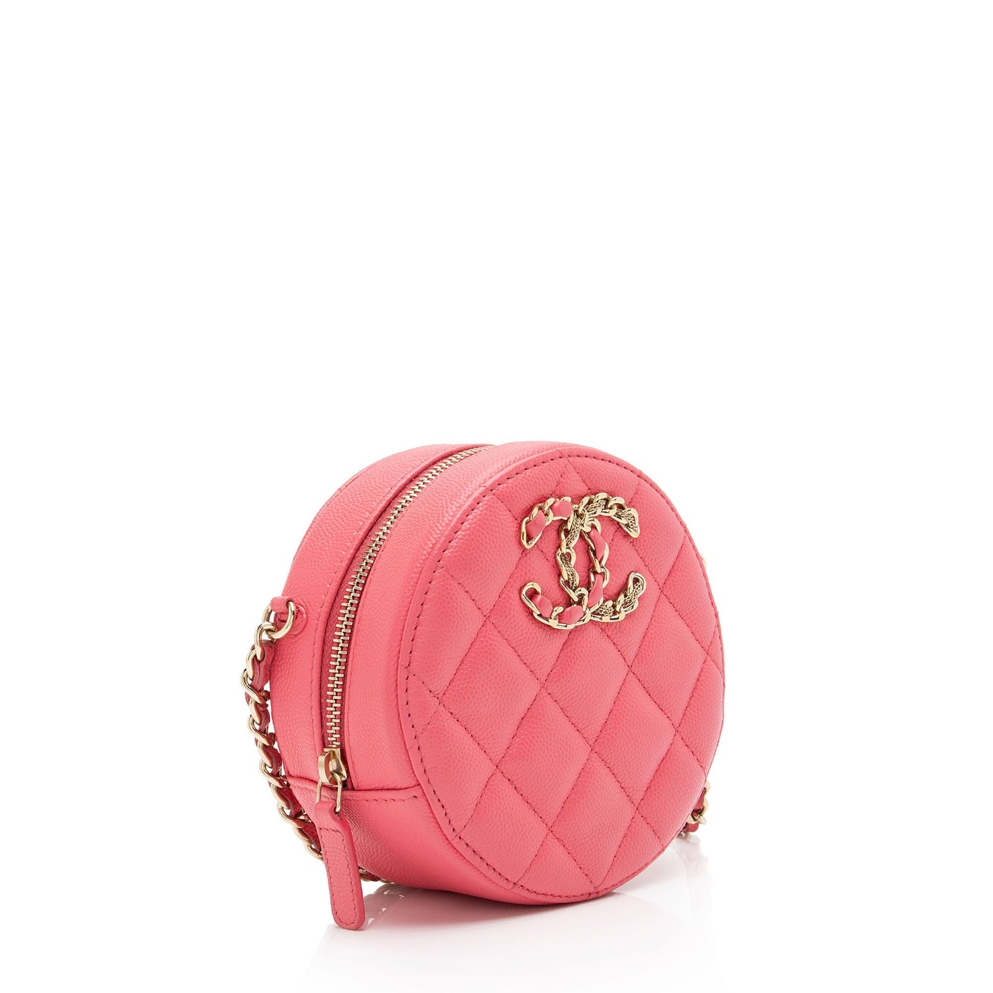 Chanel Caviar New Wave Round SHF-s9F7fM Leather Clutch Bag