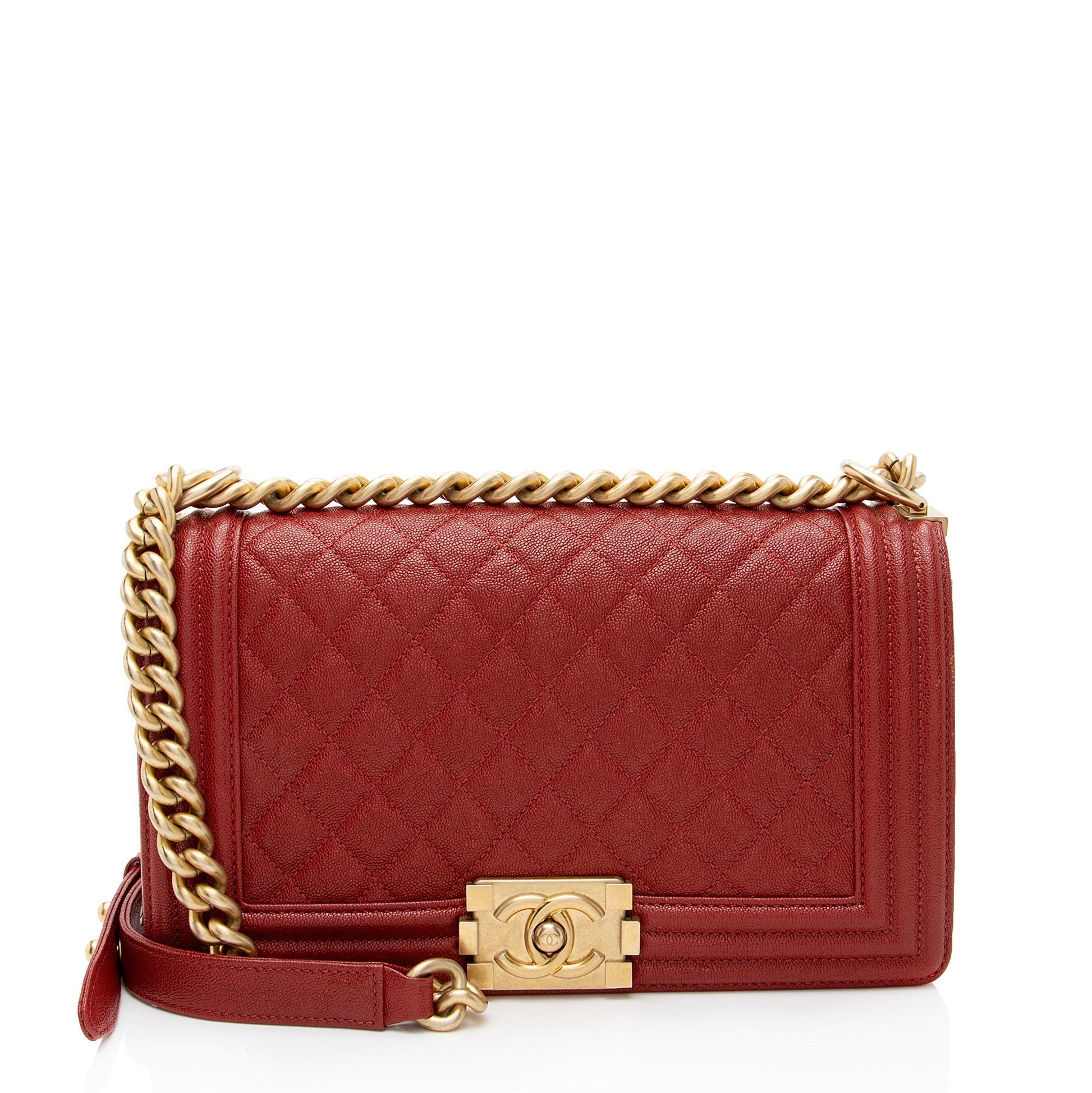 Chanel Caviar Old Boy Leather Handbag Boy Bag