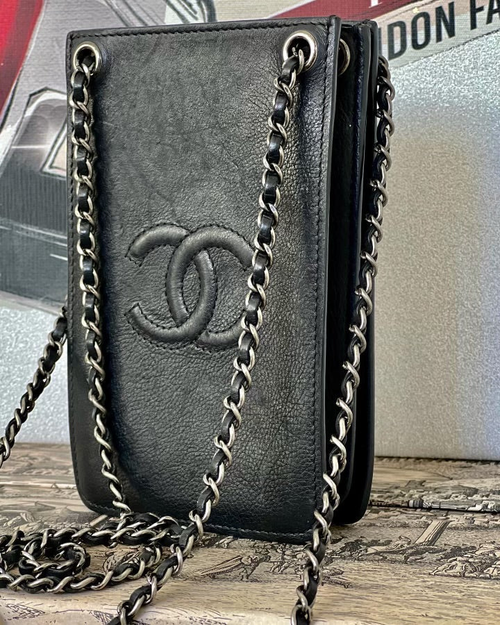 Chanel Caviar Pochette Handle Leather Clutch Bag