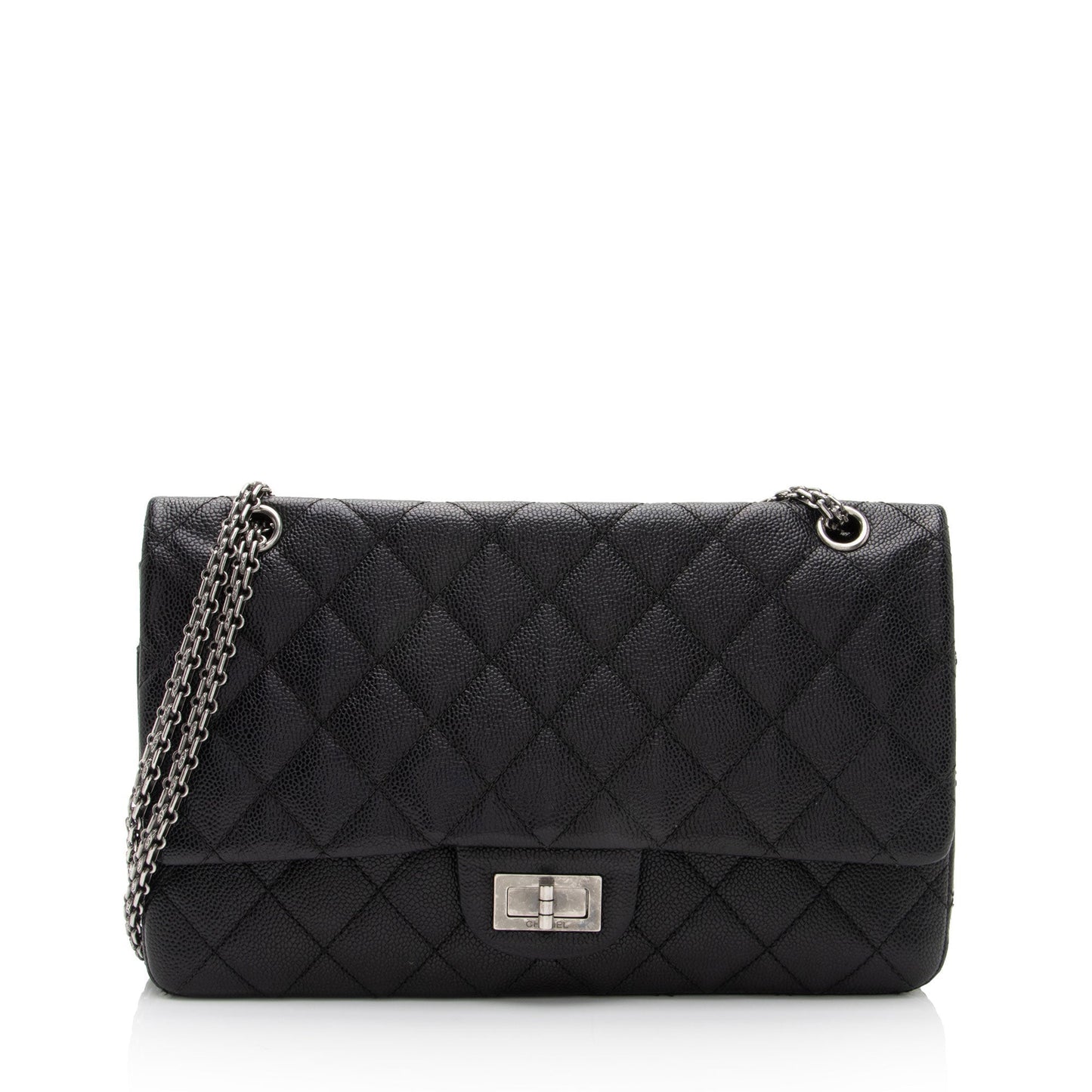 Chanel Caviar Reissue 227 Double Flap Leather Shoulder Bag