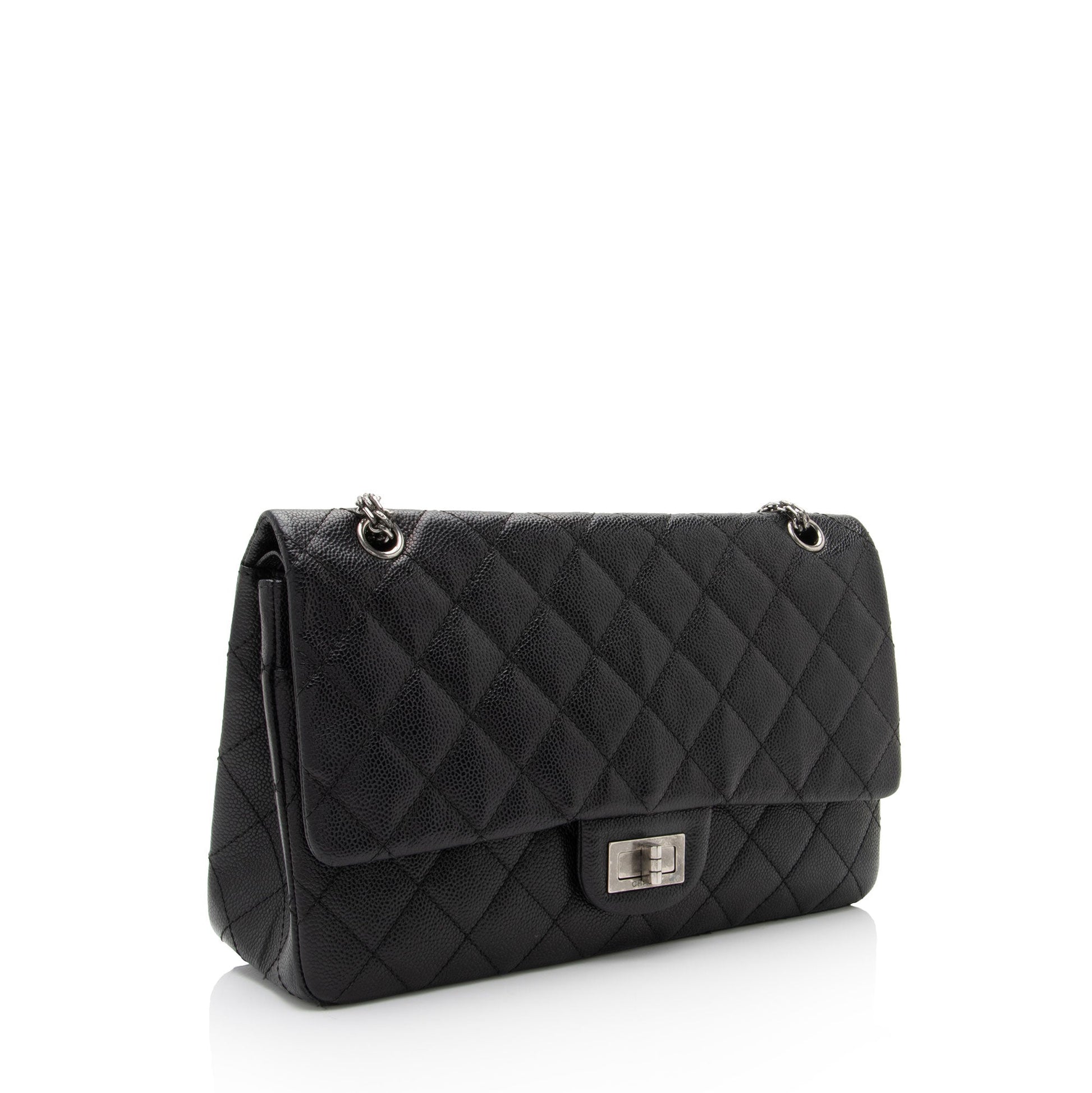 Chanel Caviar Reissue 227 Double Flap Leather Shoulder Bag