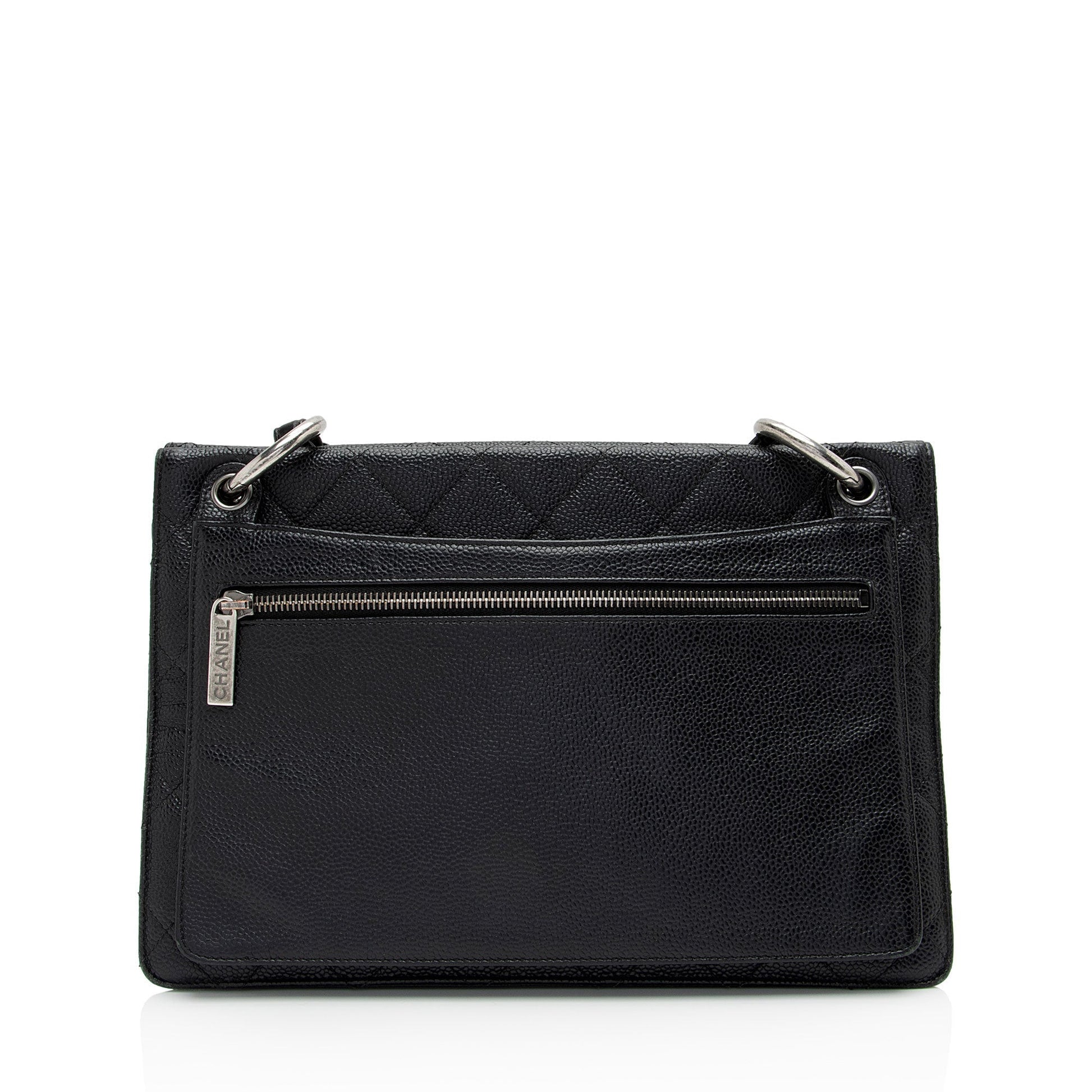 Chanel Caviar Retro Class Flap Leather Shoulder Bag