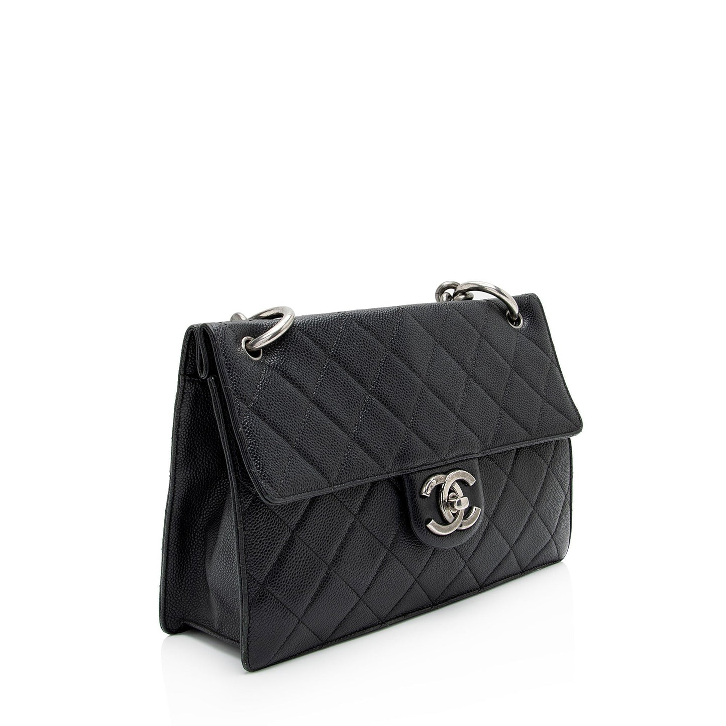 Chanel Caviar Retro Class Flap Leather Shoulder Bag