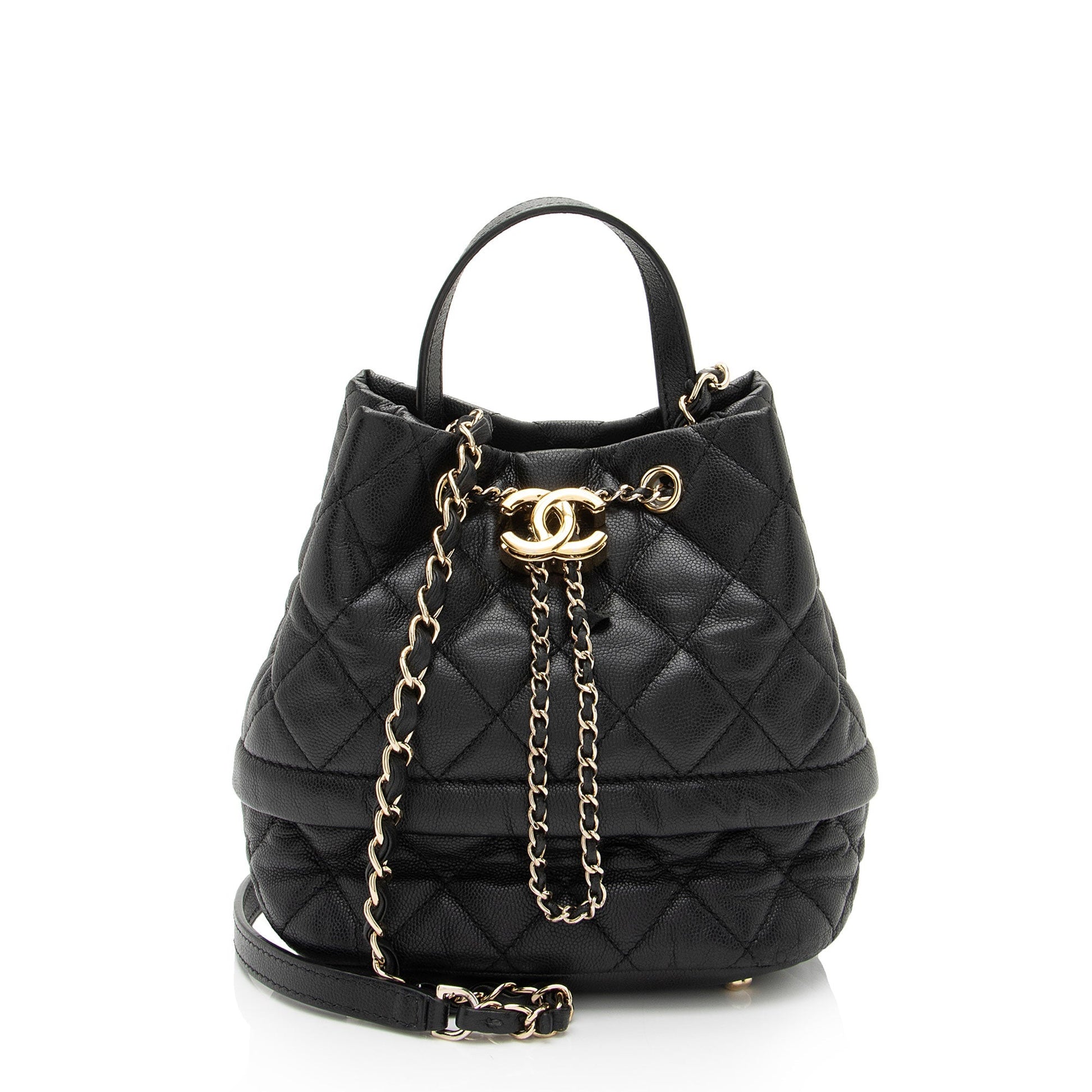 Chanel Caviar Rolled Up Drawstring Bucket SHF-9VaoLU Leather Jewelry