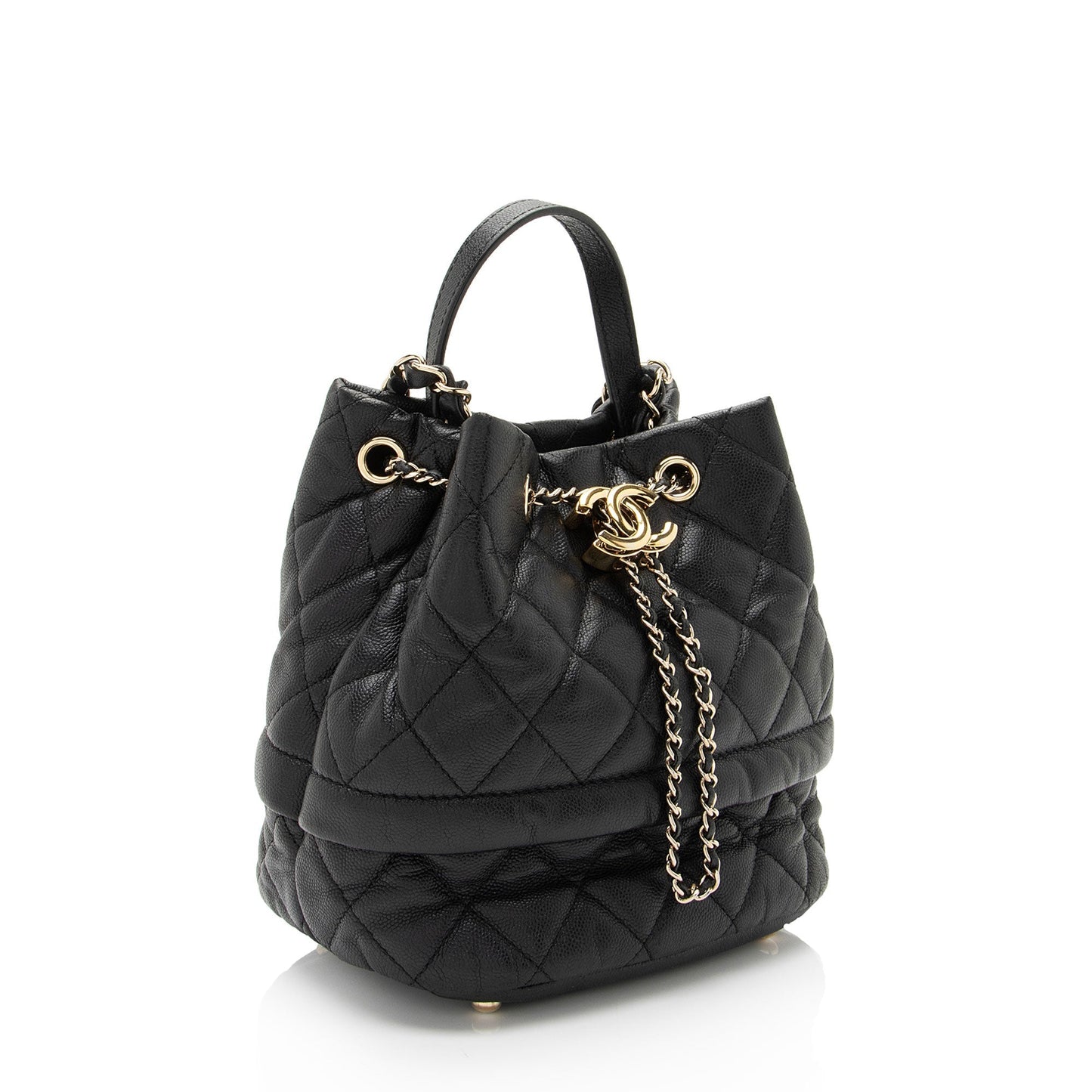 Chanel Caviar Rolled Up Drawstring Bucket SHF-9VaoLU Leather Jewelry