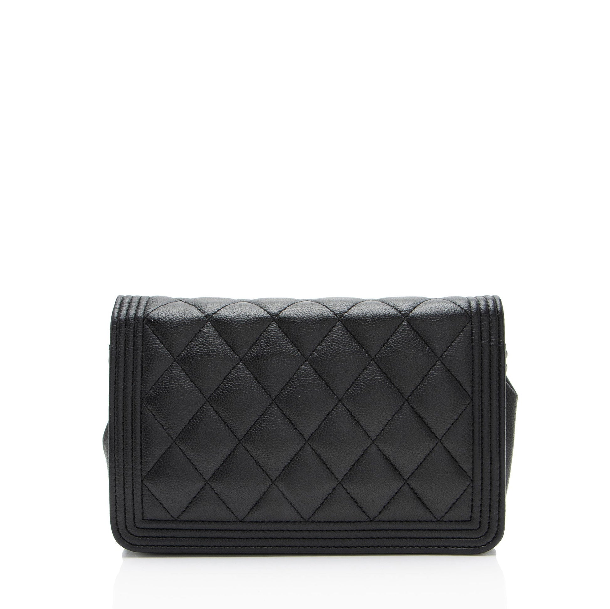 Chanel Caviar So Boy on Black Leather Wallet Case