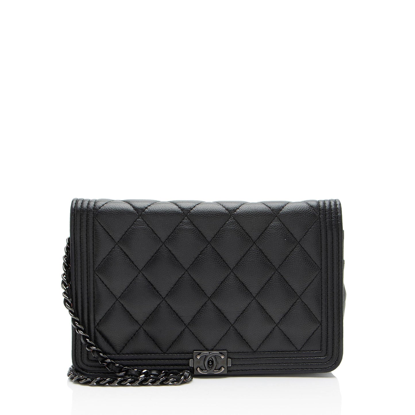 Chanel Caviar So Boy on Black Leather Wallet Case