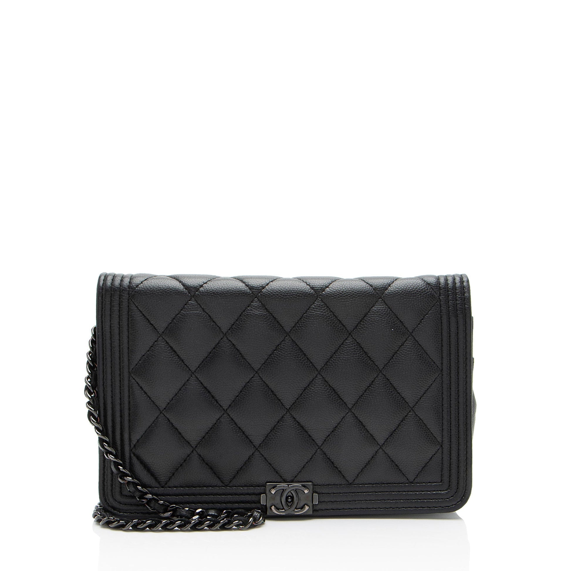 Chanel Caviar So Boy on Black Leather Wallet Case