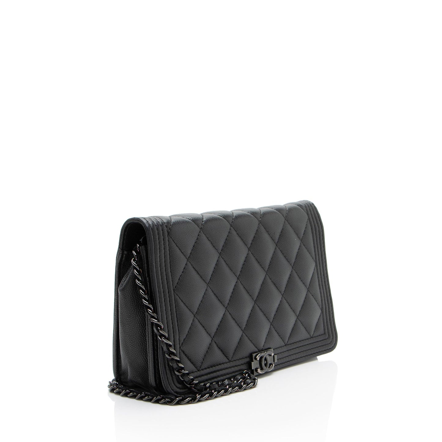 Chanel Caviar So Boy on Black Leather Wallet Case
