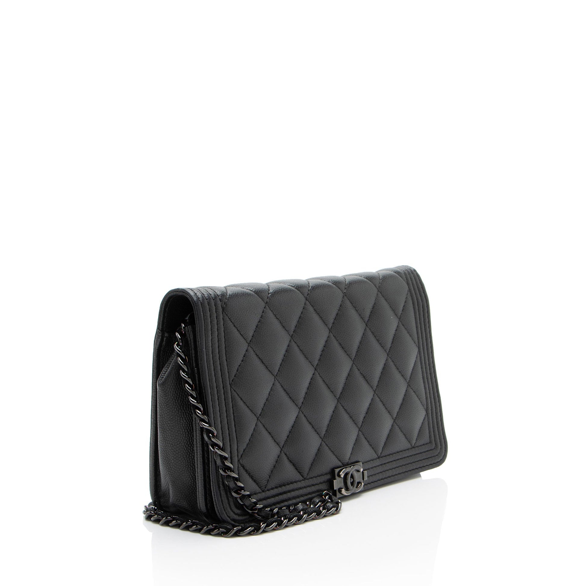 Chanel Caviar So Boy on Black Leather Wallet Case