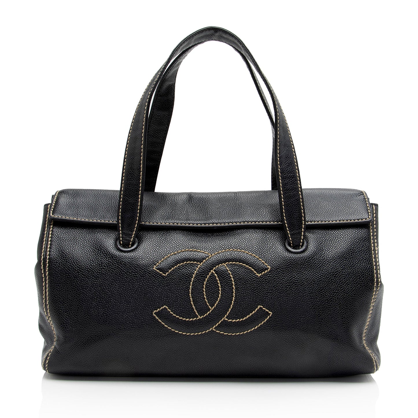 Chanel Caviar Stitched CC Flap Satchel SHF-ewpcah Leather Satchel Bag