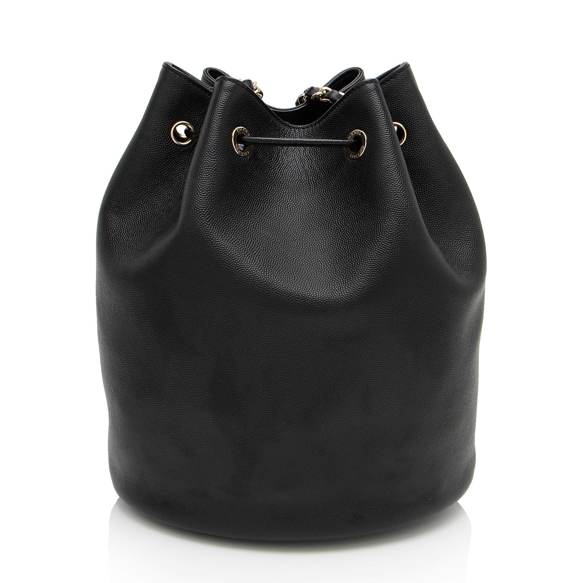 Chanel Caviar Studded CC Deauville Bucket SHF-LVIad7 Leather Bucket Bag