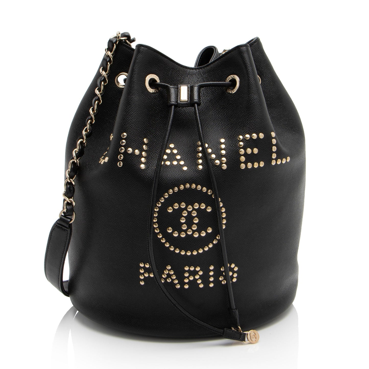 Chanel Caviar Studded CC Deauville Bucket SHF-LVIad7 Leather Bucket Bag