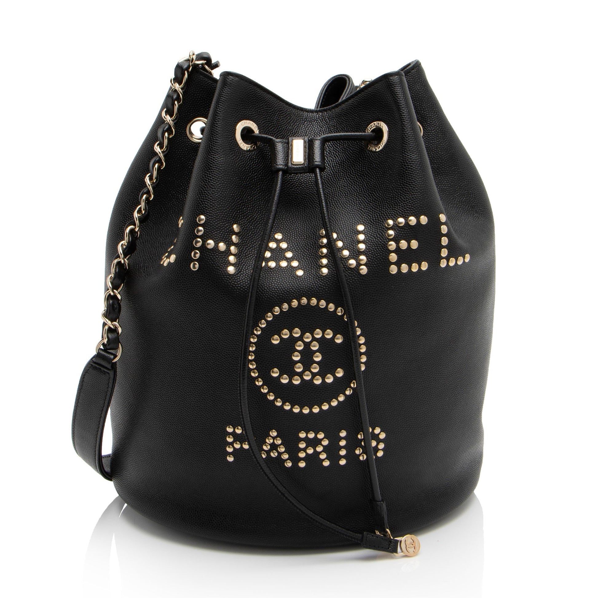 Chanel Caviar Studded CC Deauville Bucket SHF-LVIad7 Leather Bucket Bag