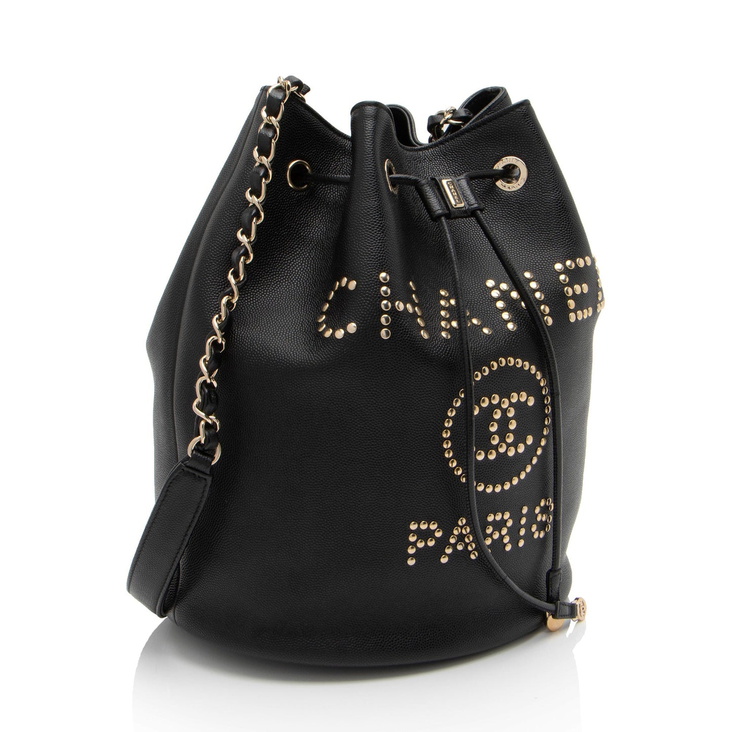 Chanel Caviar Studded CC Deauville Bucket SHF-LVIad7 Leather Bucket Bag