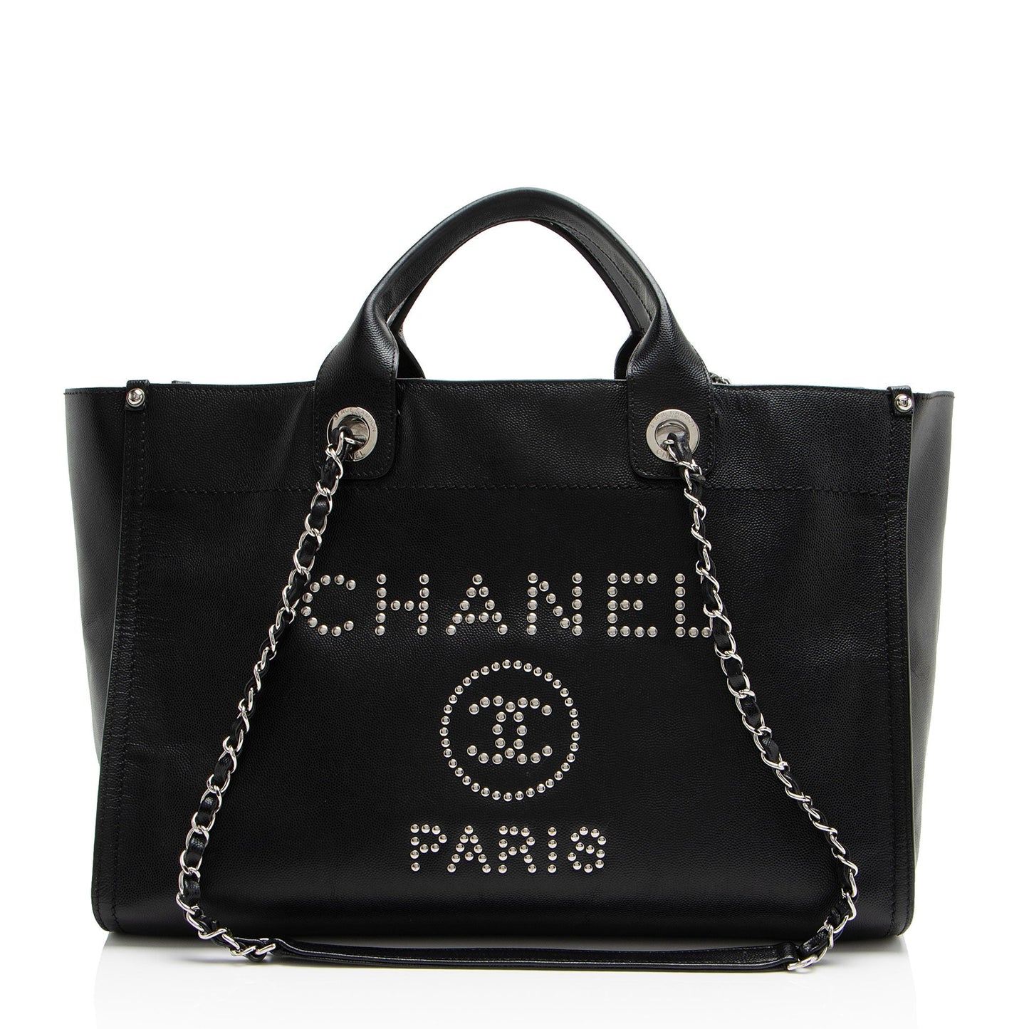 Chanel Caviar Studded Deauville Leather Tote Bag