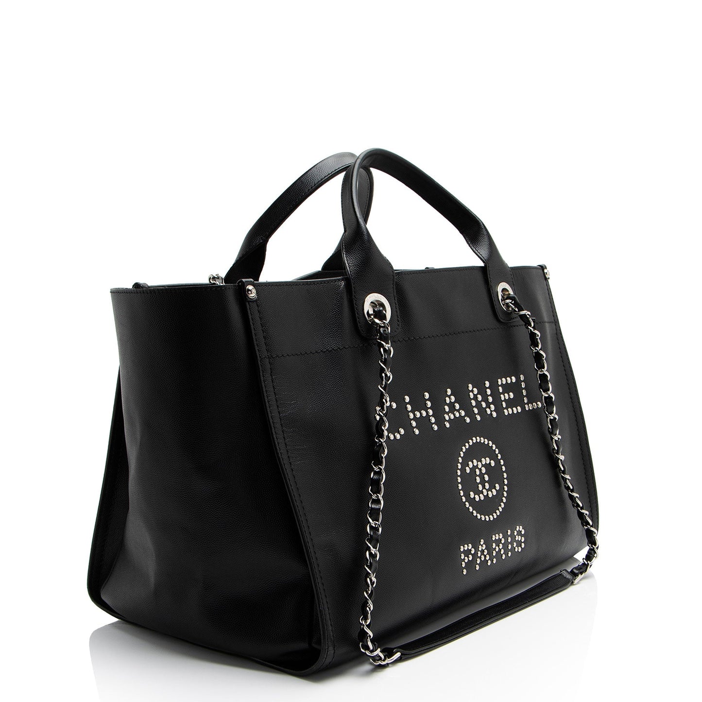 Chanel Caviar Studded Deauville Leather Tote Bag