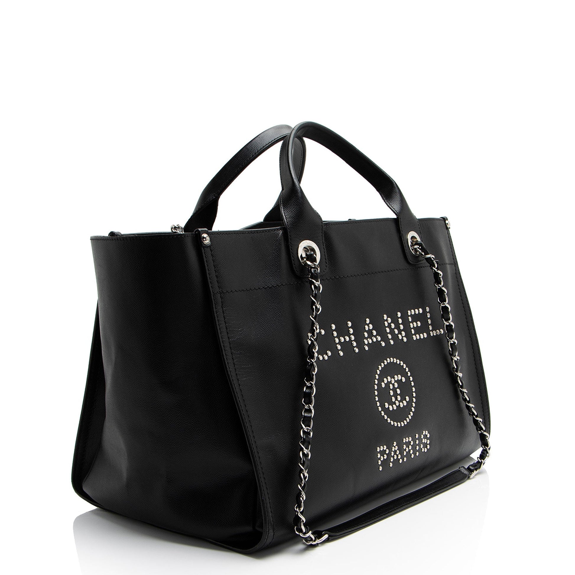 Chanel Caviar Studded Deauville Leather Tote Bag