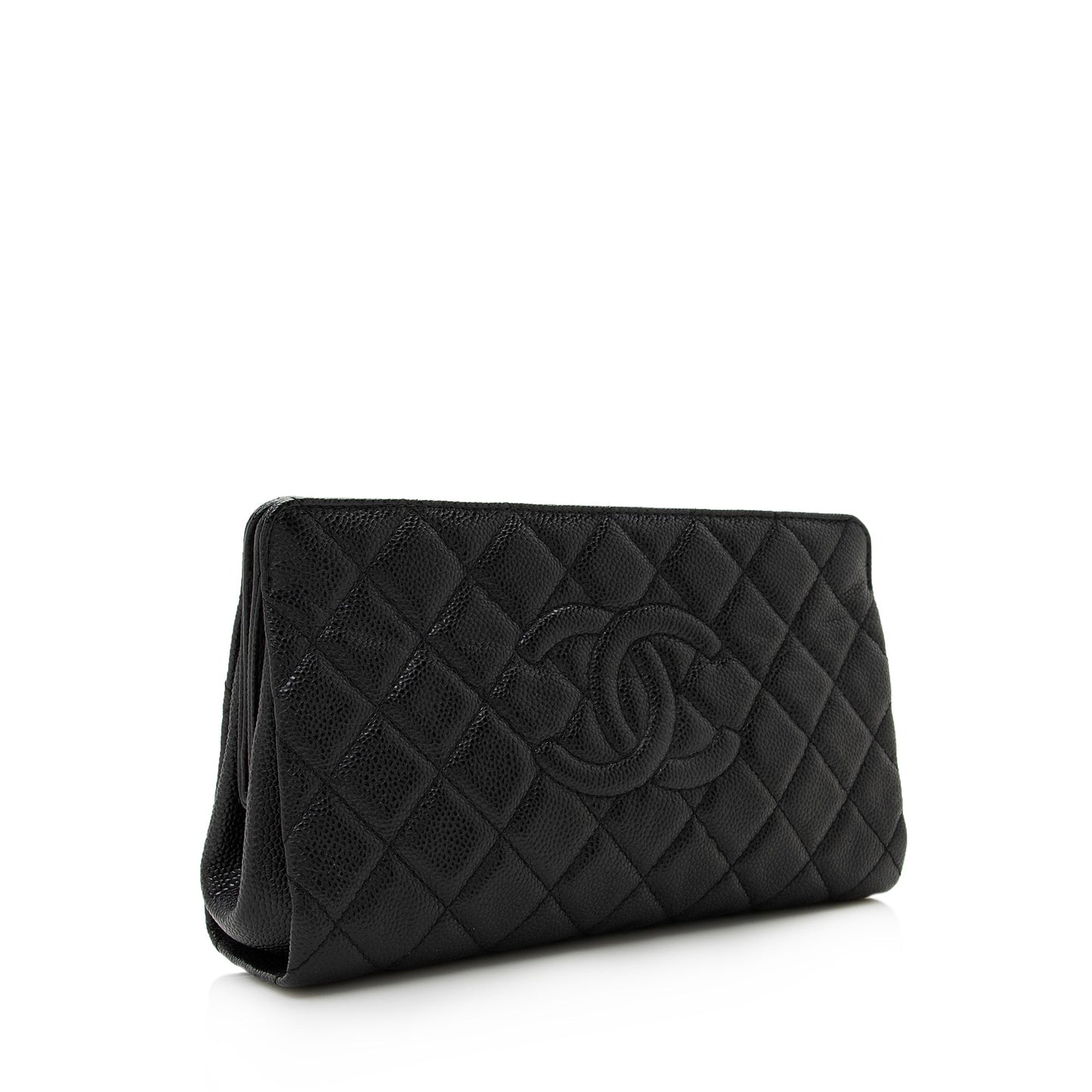 Chanel Caviar Timeless CC Frame SHF Leather Clutch Bag