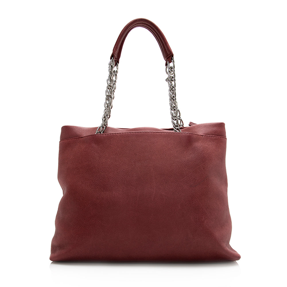 Chanel Caviar Timeless CC Pleated SHF Leather Tote Bag