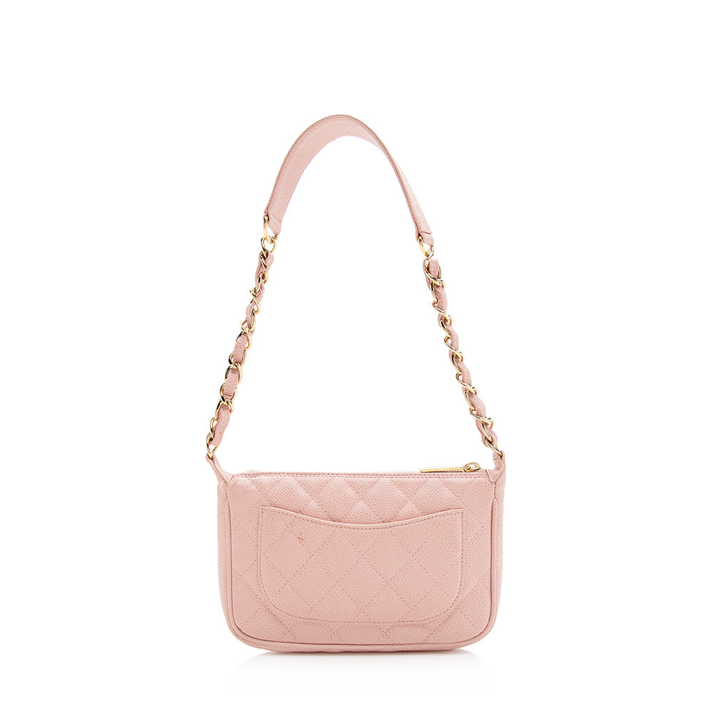 Chanel Caviar Timeless CC Pochette SHF Leather Clutch Bag