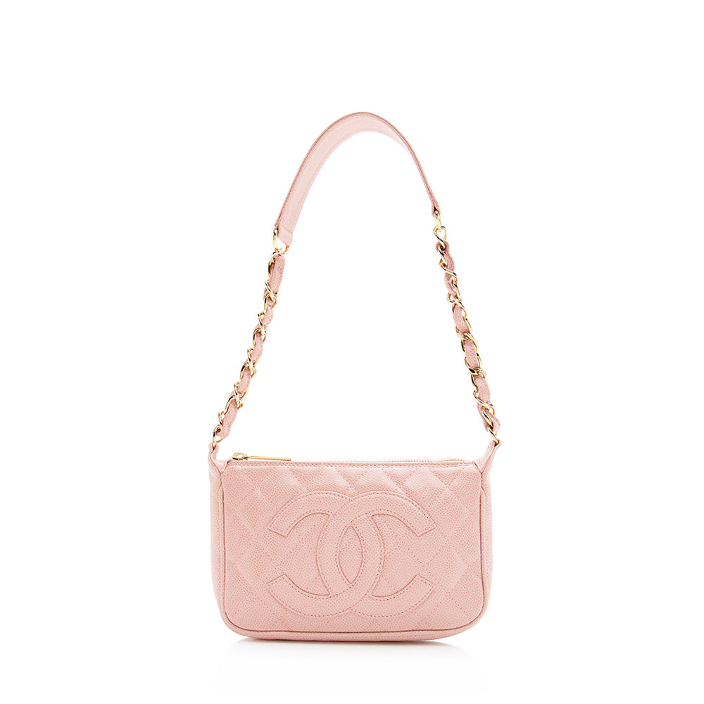 Chanel Caviar Timeless CC Pochette SHF Leather Clutch Bag