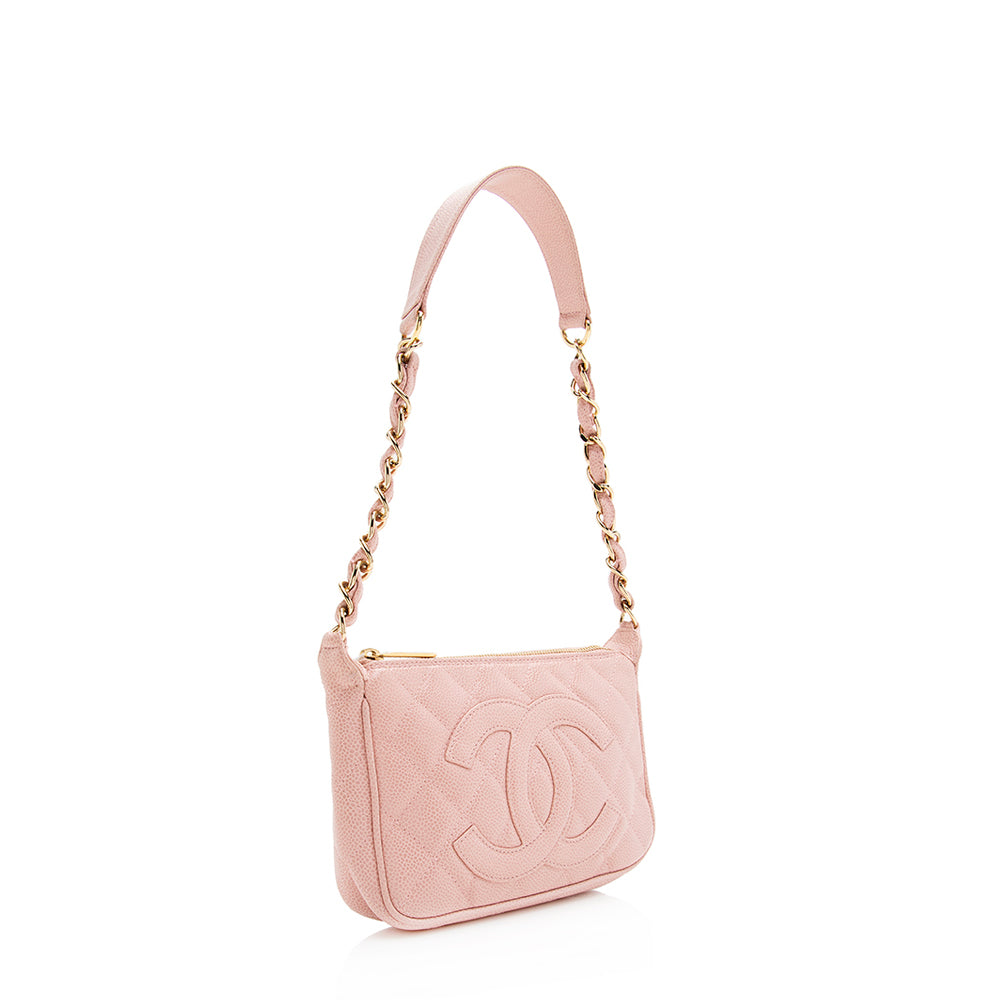 Chanel Caviar Timeless CC Pochette SHF Leather Clutch Bag