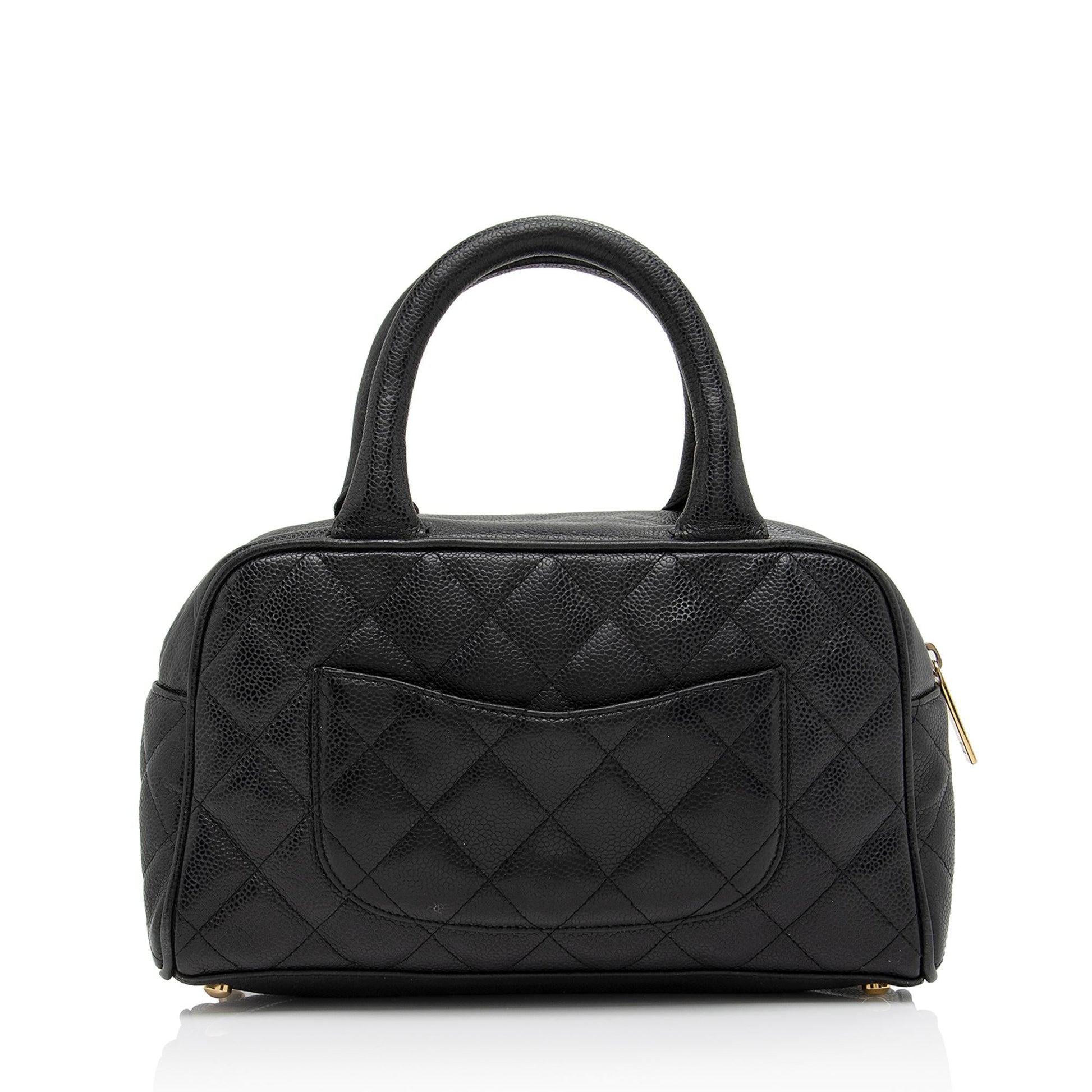 Chanel Caviar Timeless CC Bowler SHF-SYECsY Small Leather Handbag