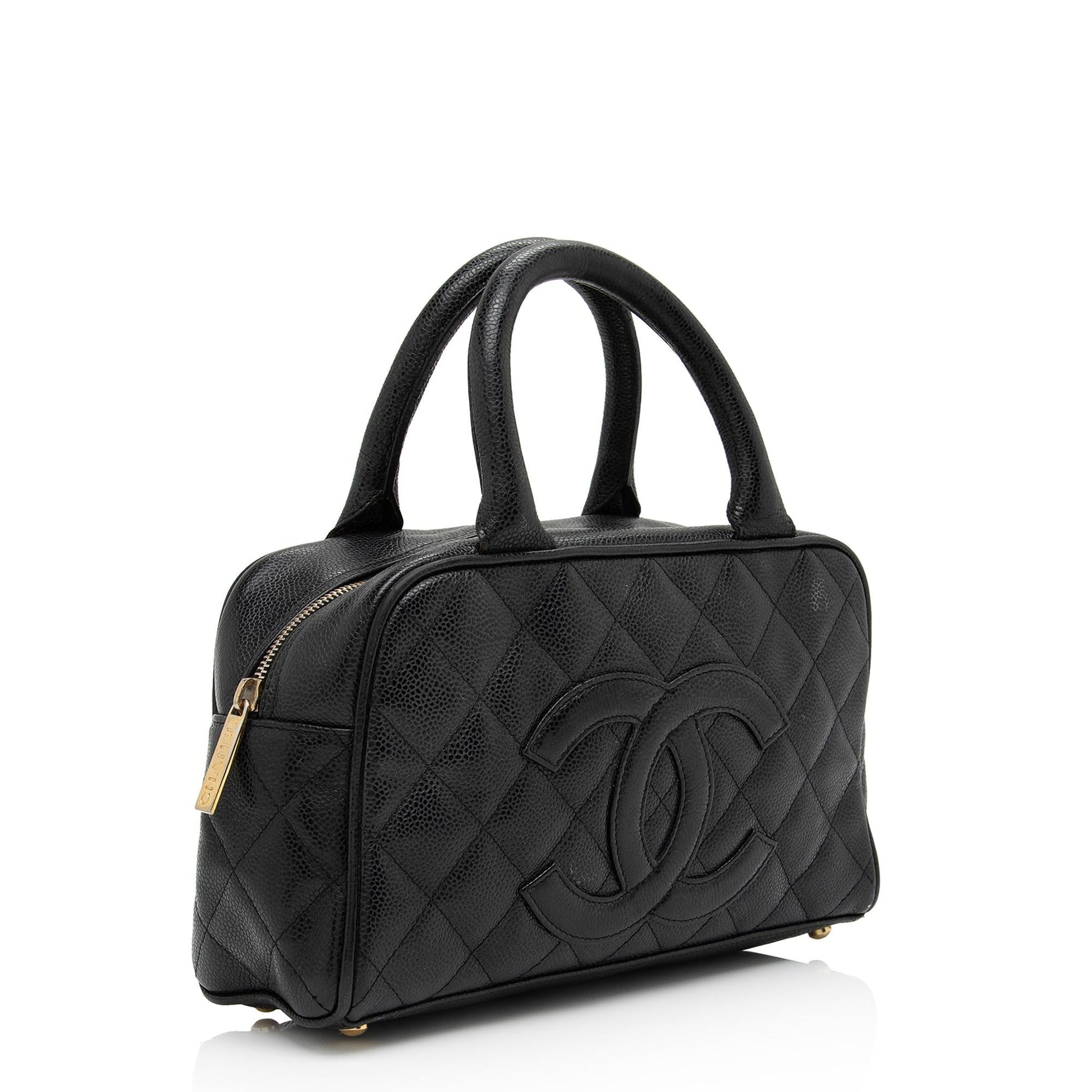 Chanel Caviar Timeless CC Bowler SHF-SYECsY Small Leather Handbag