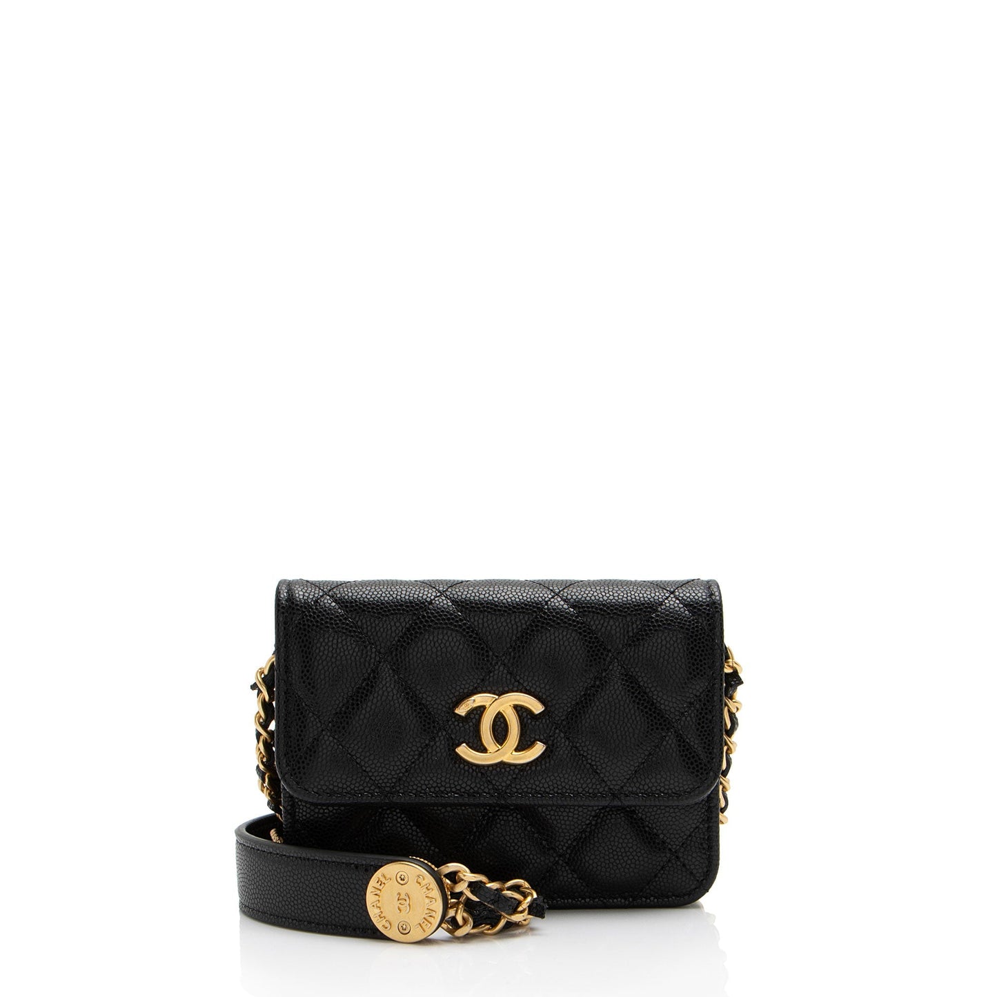 Chanel Caviar Twist You Buttons Belt Leather