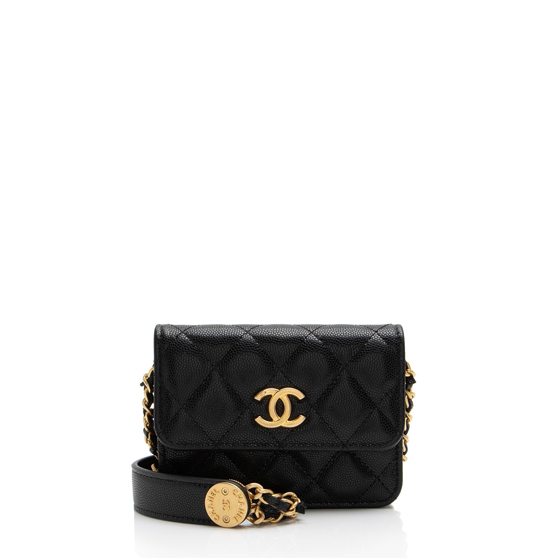 Chanel Caviar Twist You Buttons Belt Leather