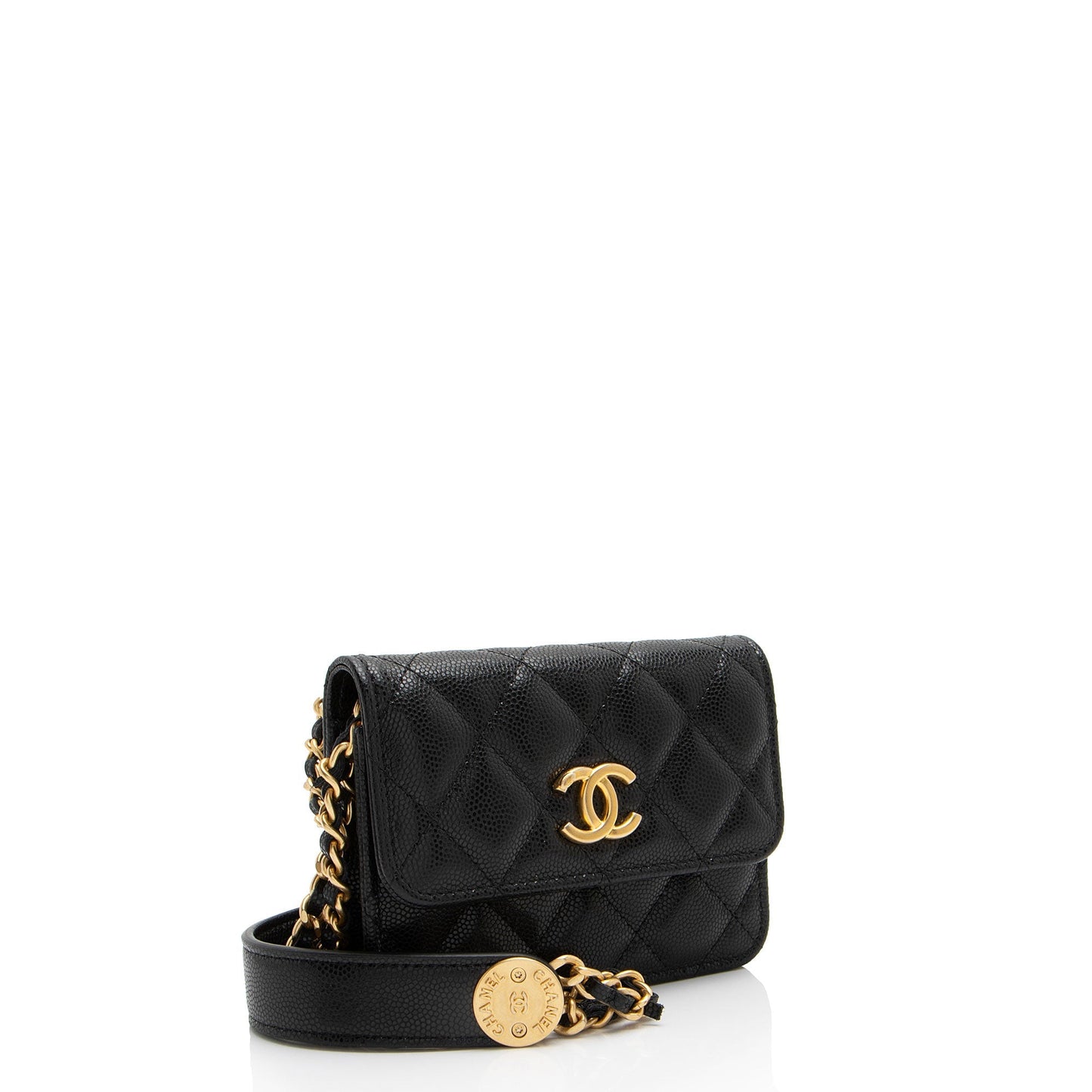 Chanel Caviar Twist You Buttons Belt Leather