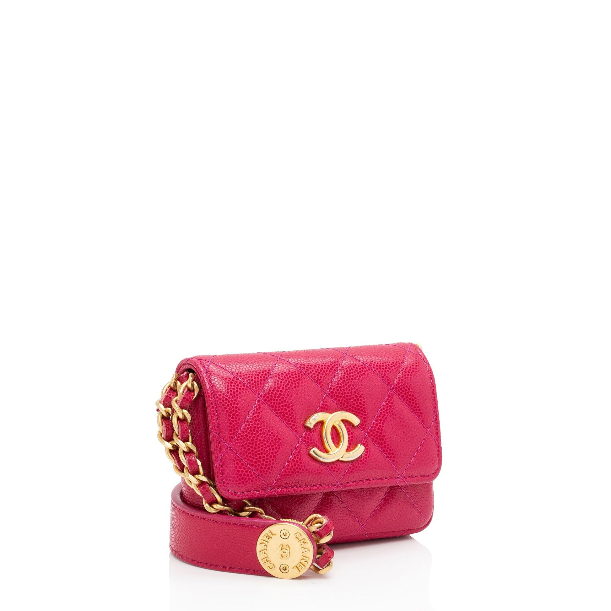 Chanel Caviar Twist You Buttons Flap Belt Leather