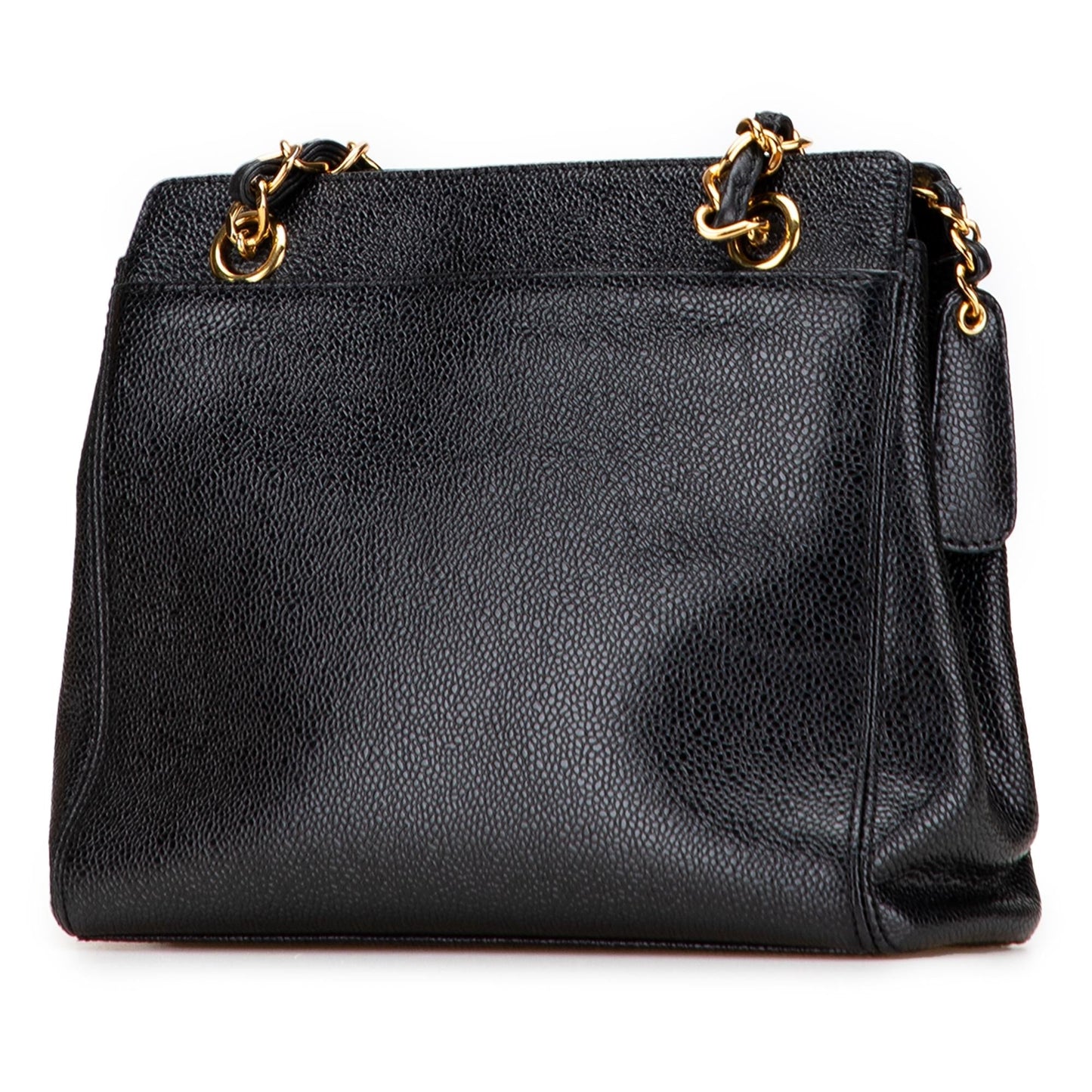 Chanel Caviar Logo Tote Bag Chain Tote
