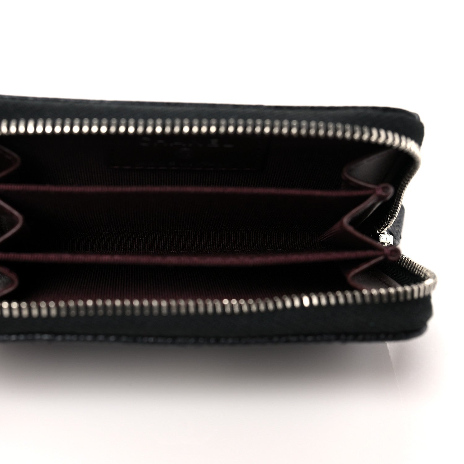 Chanel CAVIAR QUILTED ZIP COIN PURSE Leather Wallet Case