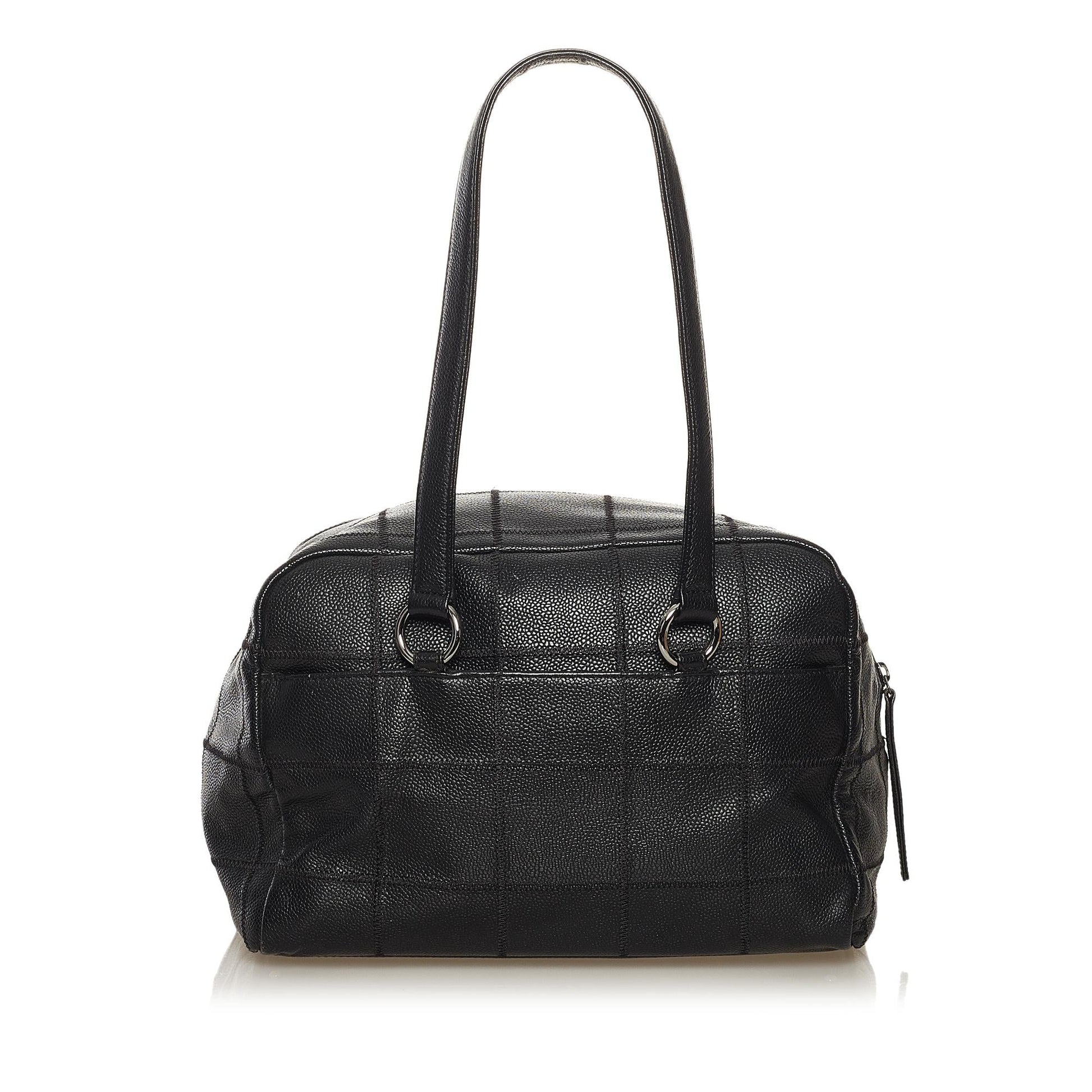 Chanel Caviar Square Quilt LAX Bowler SHG Handbag