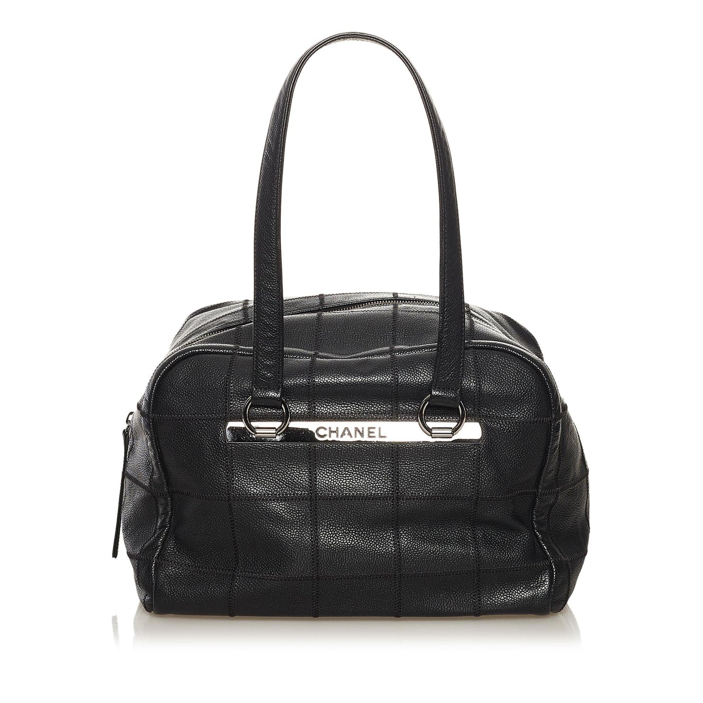 Chanel Caviar Square Quilt LAX Bowler SHG Handbag