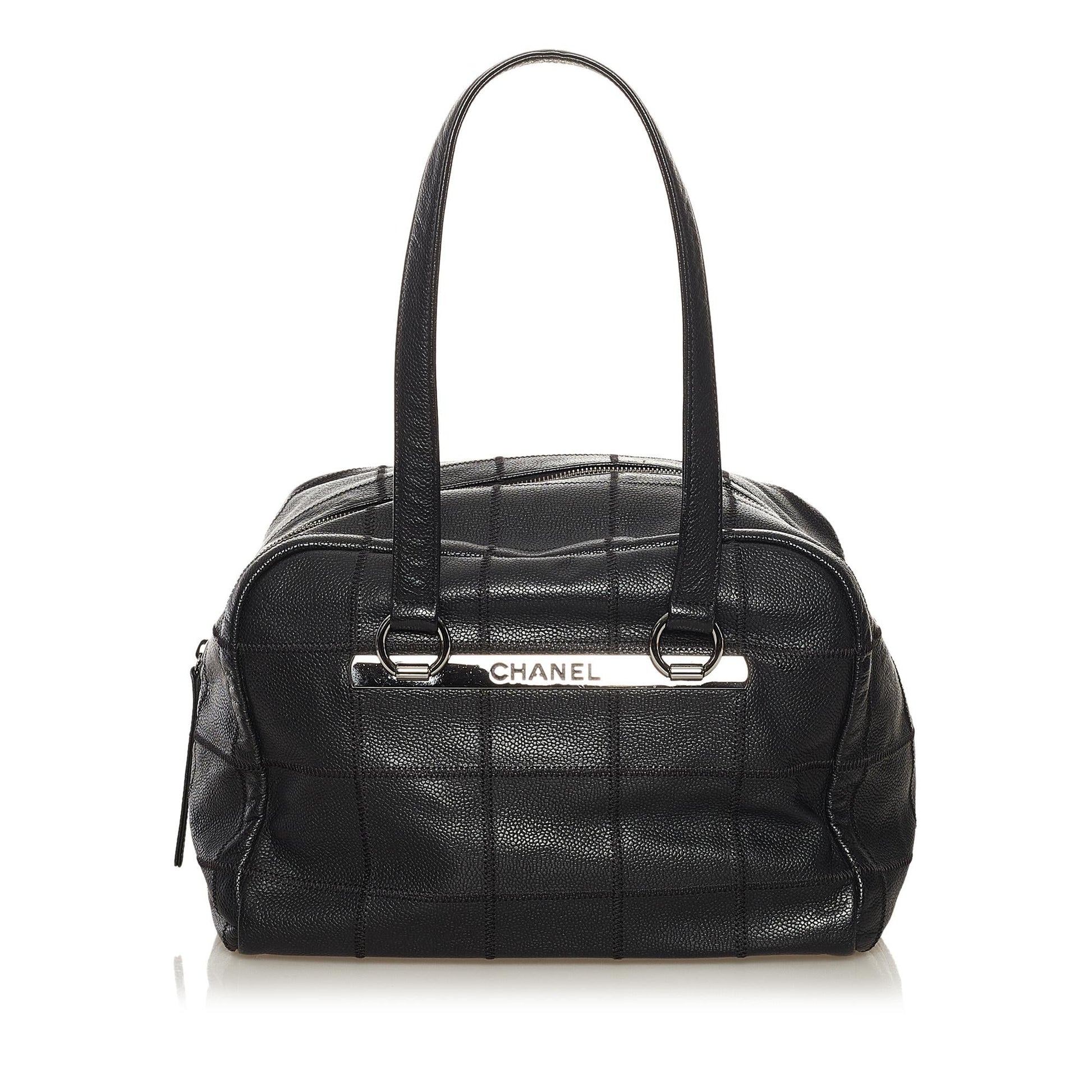 Chanel Caviar Square Quilt LAX Bowler SHG Handbag