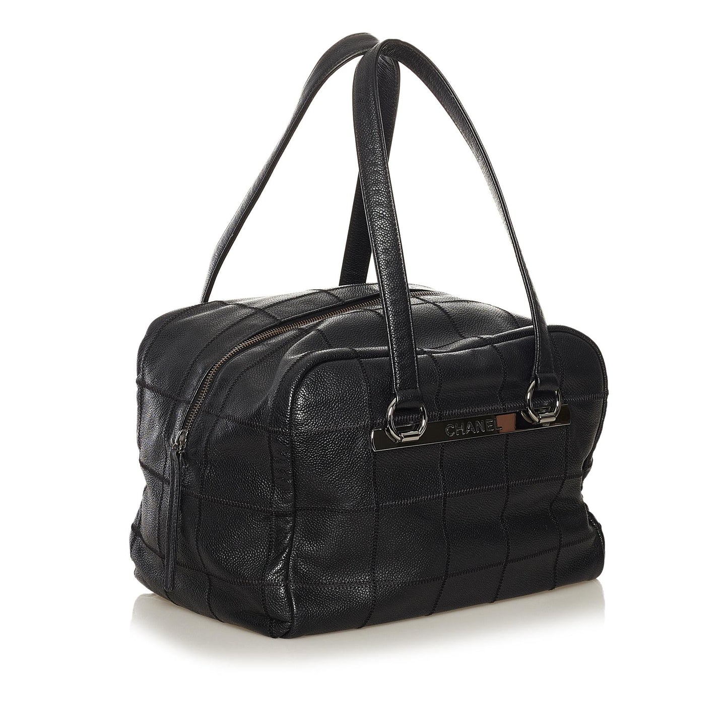 Chanel Caviar Square Quilt LAX Bowler SHG Handbag