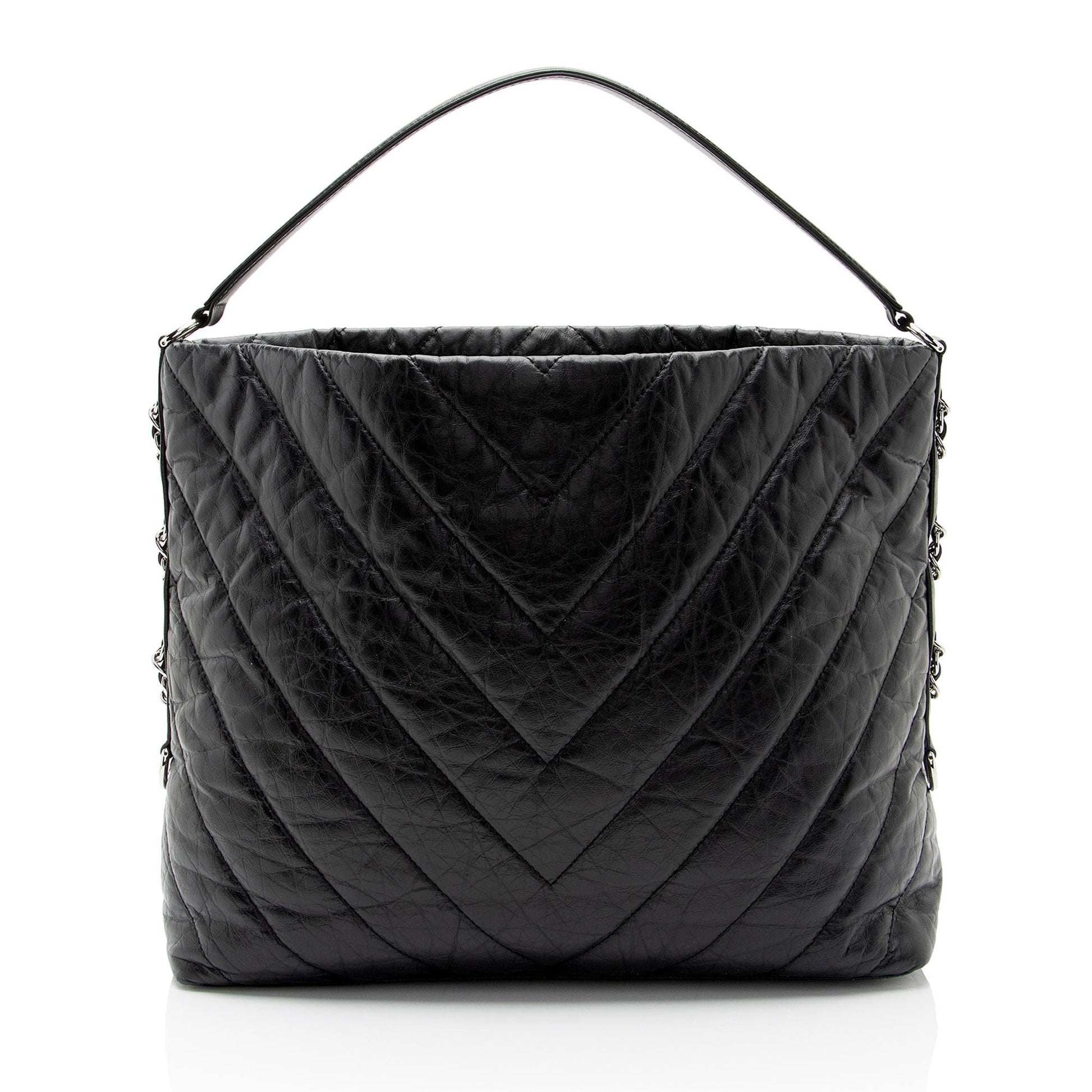 Chanel Chevron Aged Calfskin Big Bang Hobo Shoulder Bag