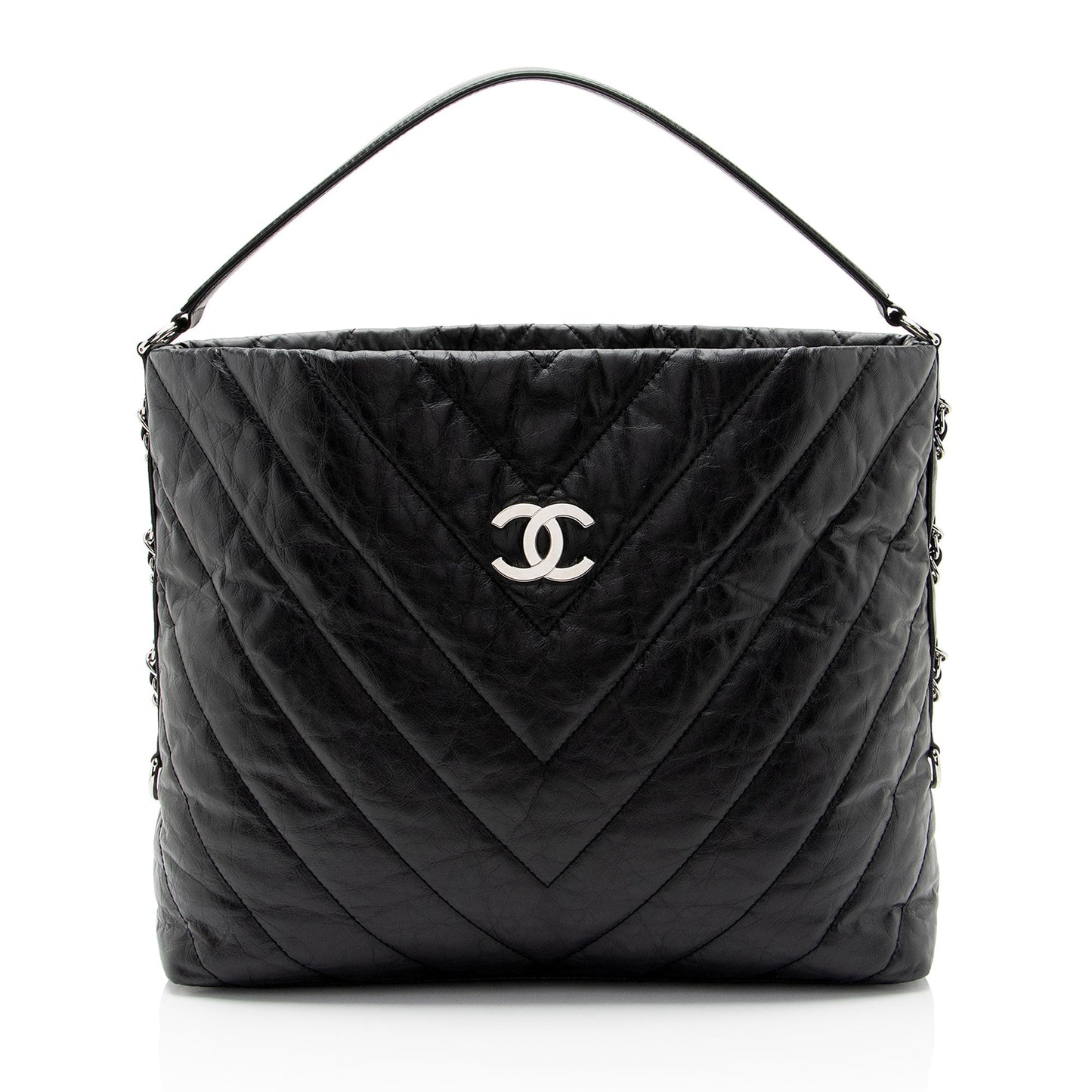 Chanel Chevron Aged Calfskin Big Bang Hobo Shoulder Bag