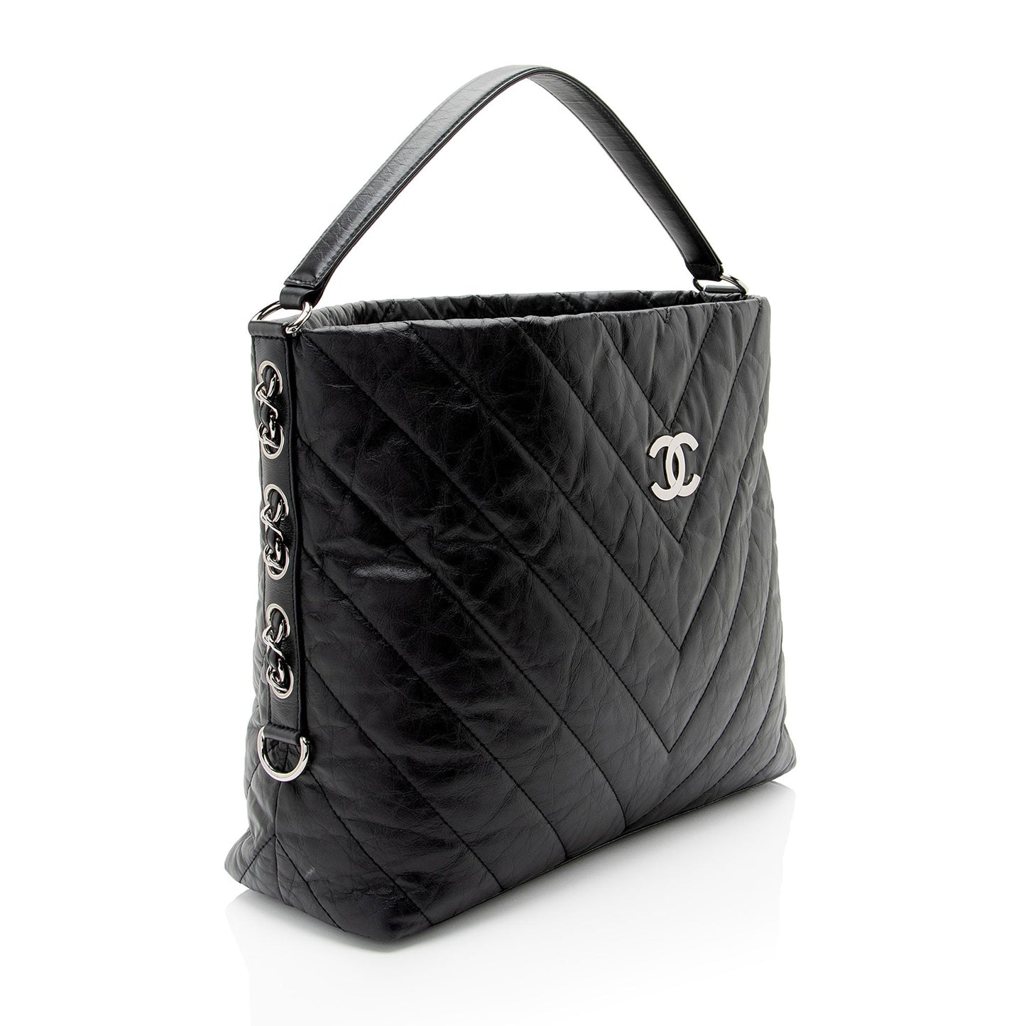 Chanel Chevron Aged Calfskin Big Bang Hobo Shoulder Bag