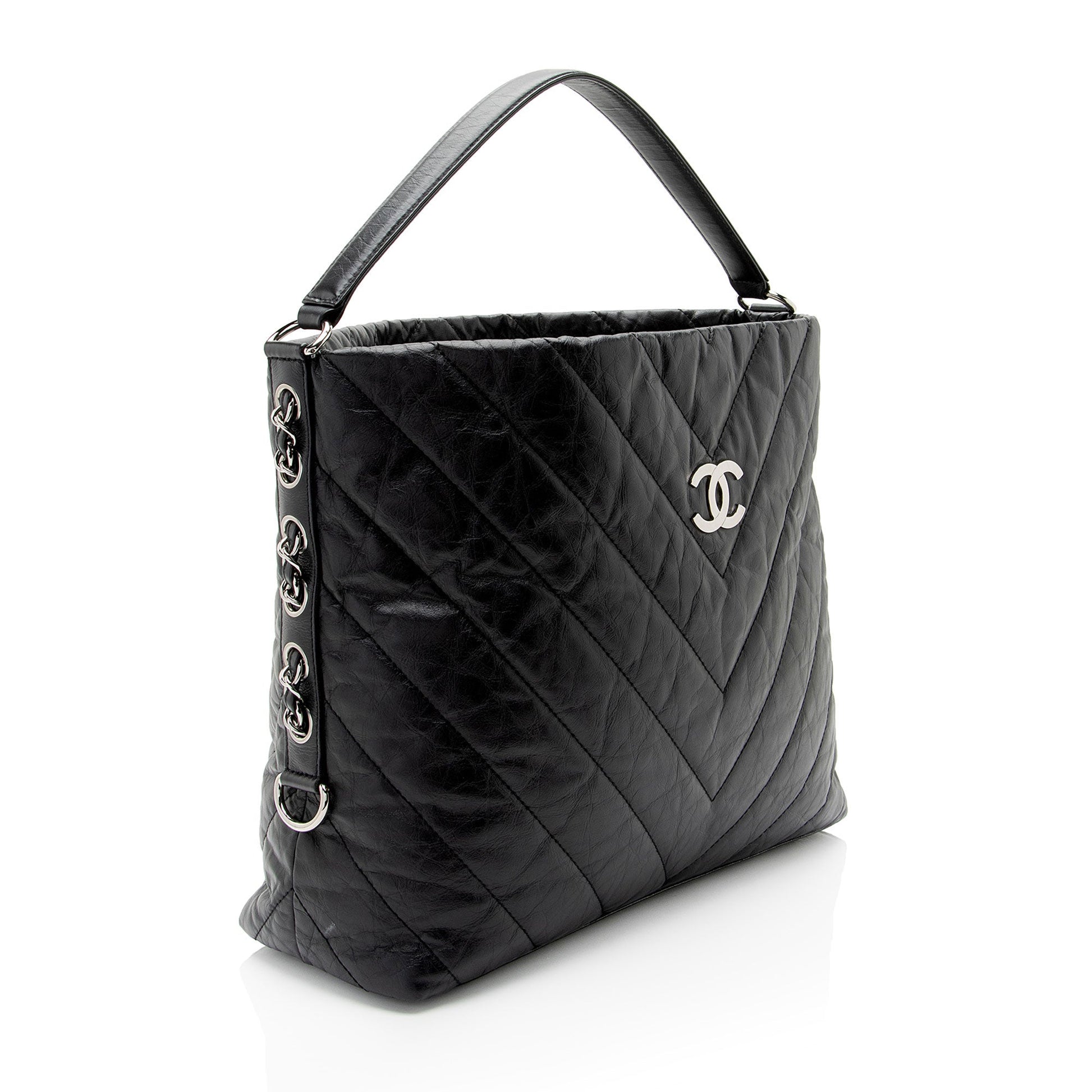 Chanel Chevron Aged Calfskin Big Bang Hobo Shoulder Bag