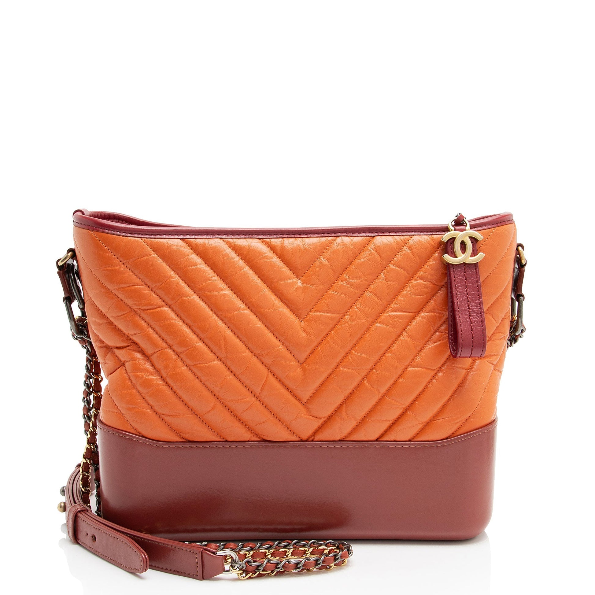 Chanel Chevron Aged Calfskin Gabrielle Hobo Shoulder Bag