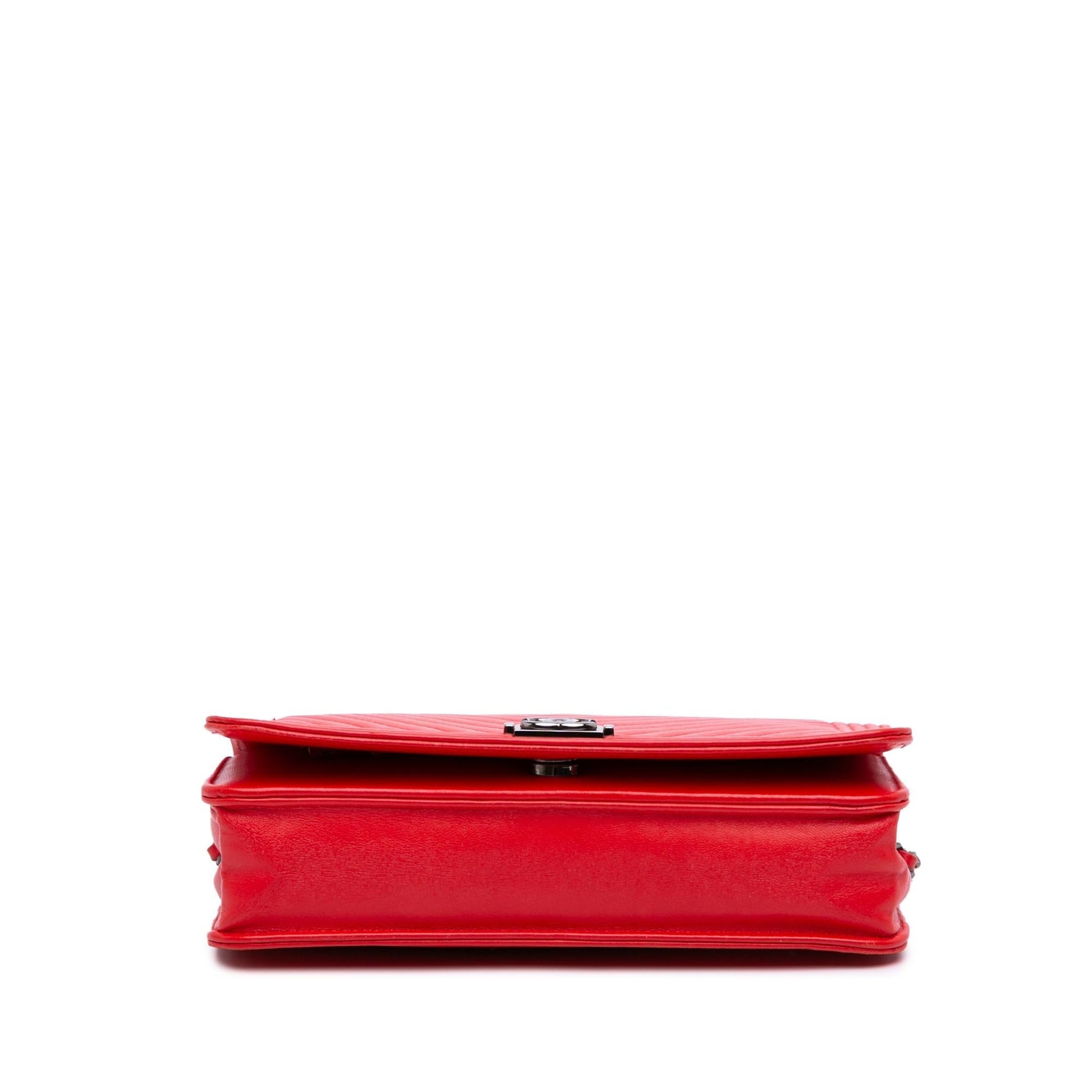Chanel Chevron Calfskin Boy On Wallet Case